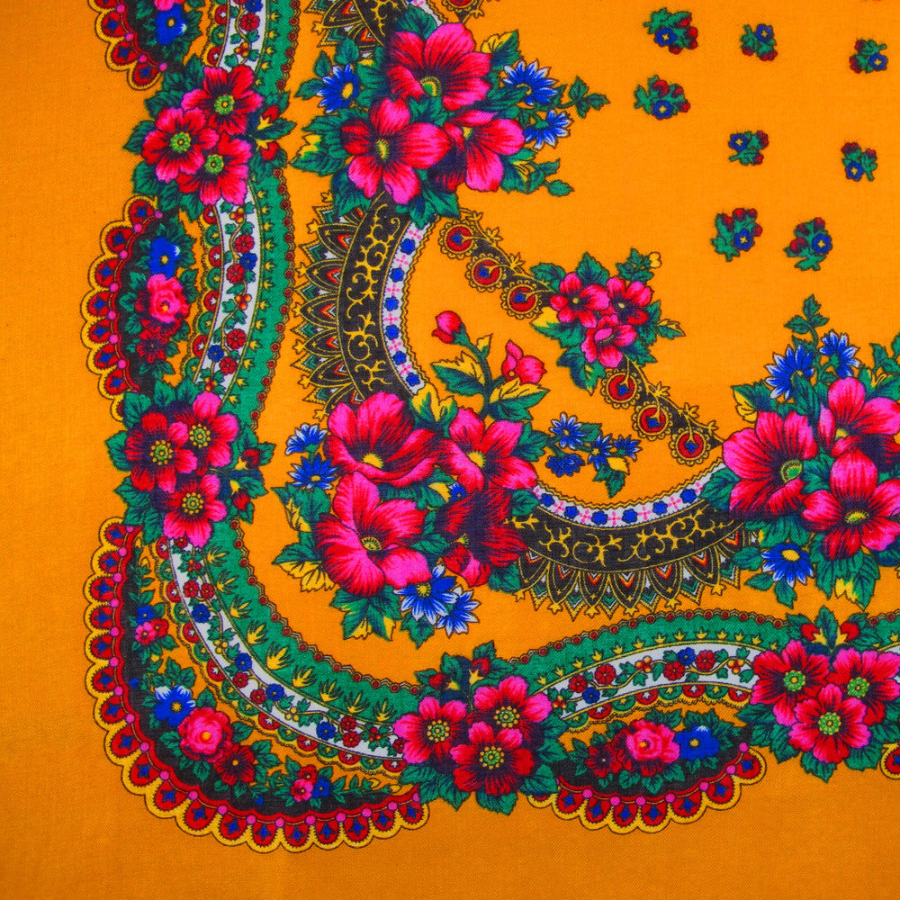 Floral Scarf Orange 30"x30"