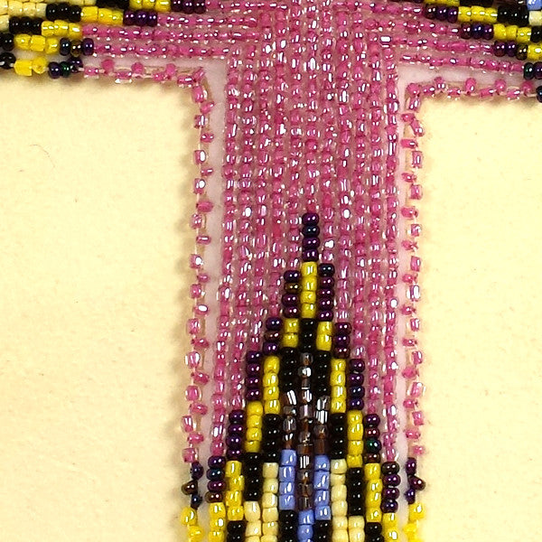 Large Beaded Cross Necklace Pink