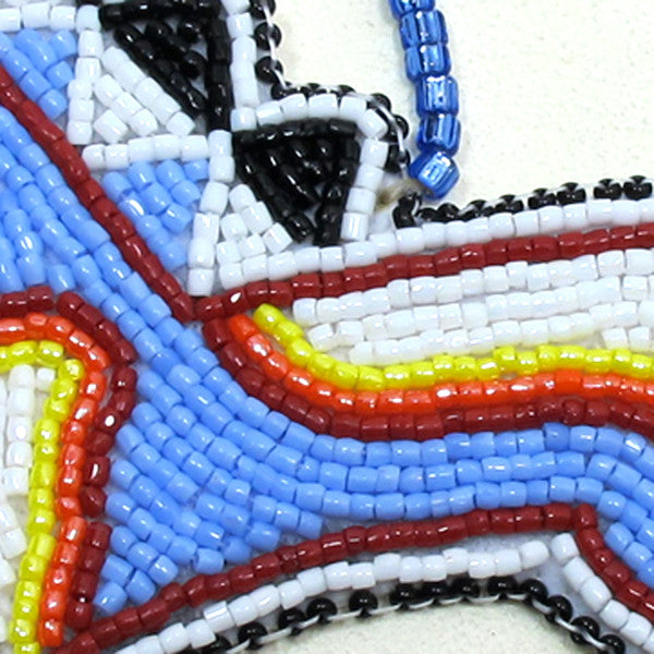 Large Beaded Pony Necklace Light Blue