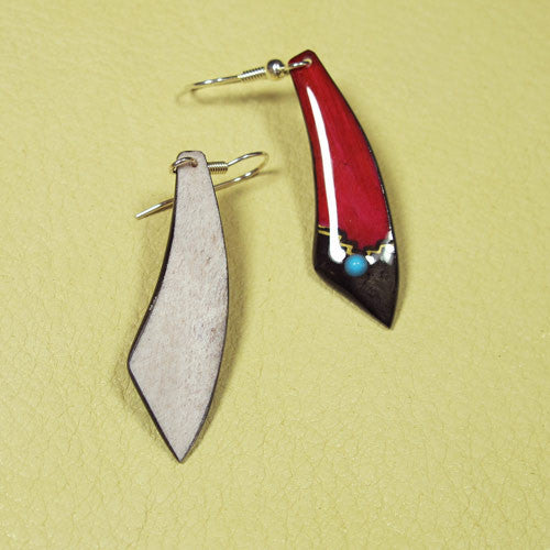 Red Large Dagger Earrings - Handmade Moose Antler Jewelry