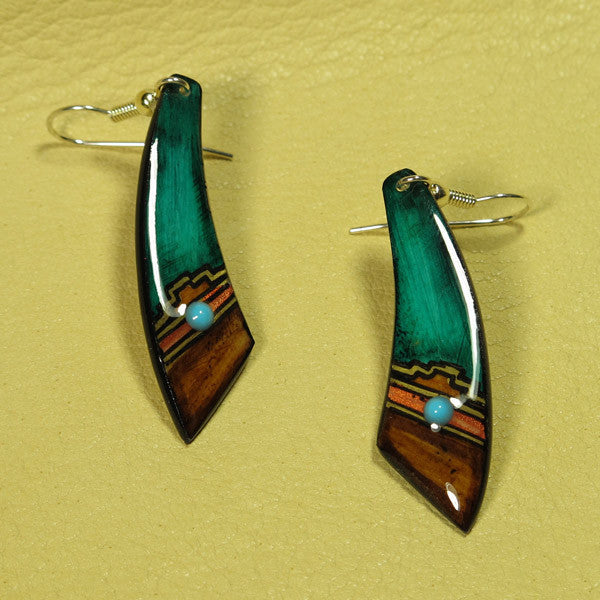 Teal Large Dagger Earrings - Handmade Moose Antler Jewelry