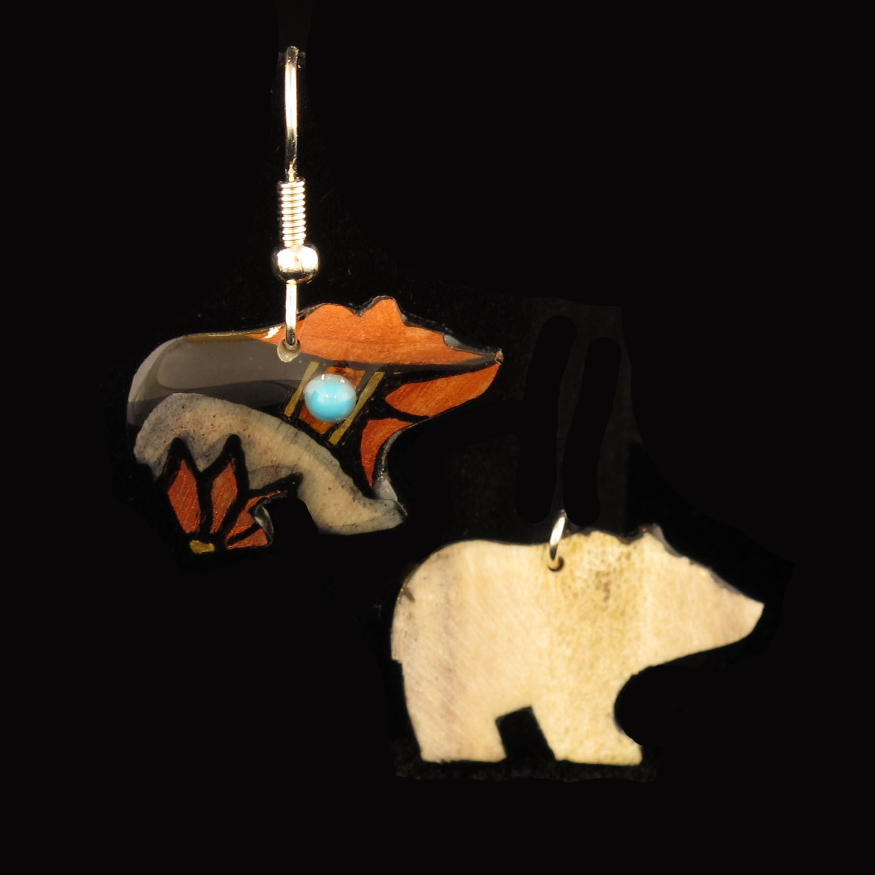 Copper Walking Bear Earrings - Handmade Moose Antler Jewelry