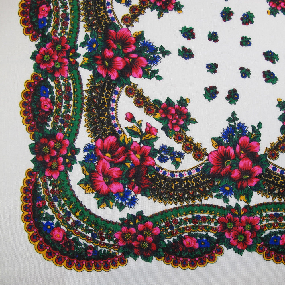 Floral Scarf White 30"x30"