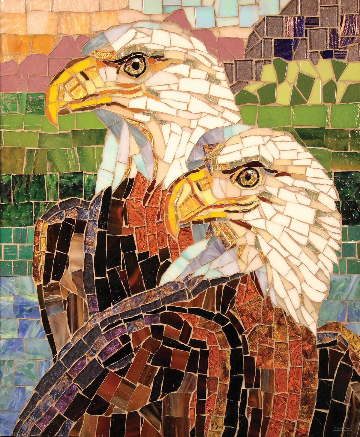 SunsOut - 0394 Stained Glass Eagles 1000 pc Puzzle: 23x28
