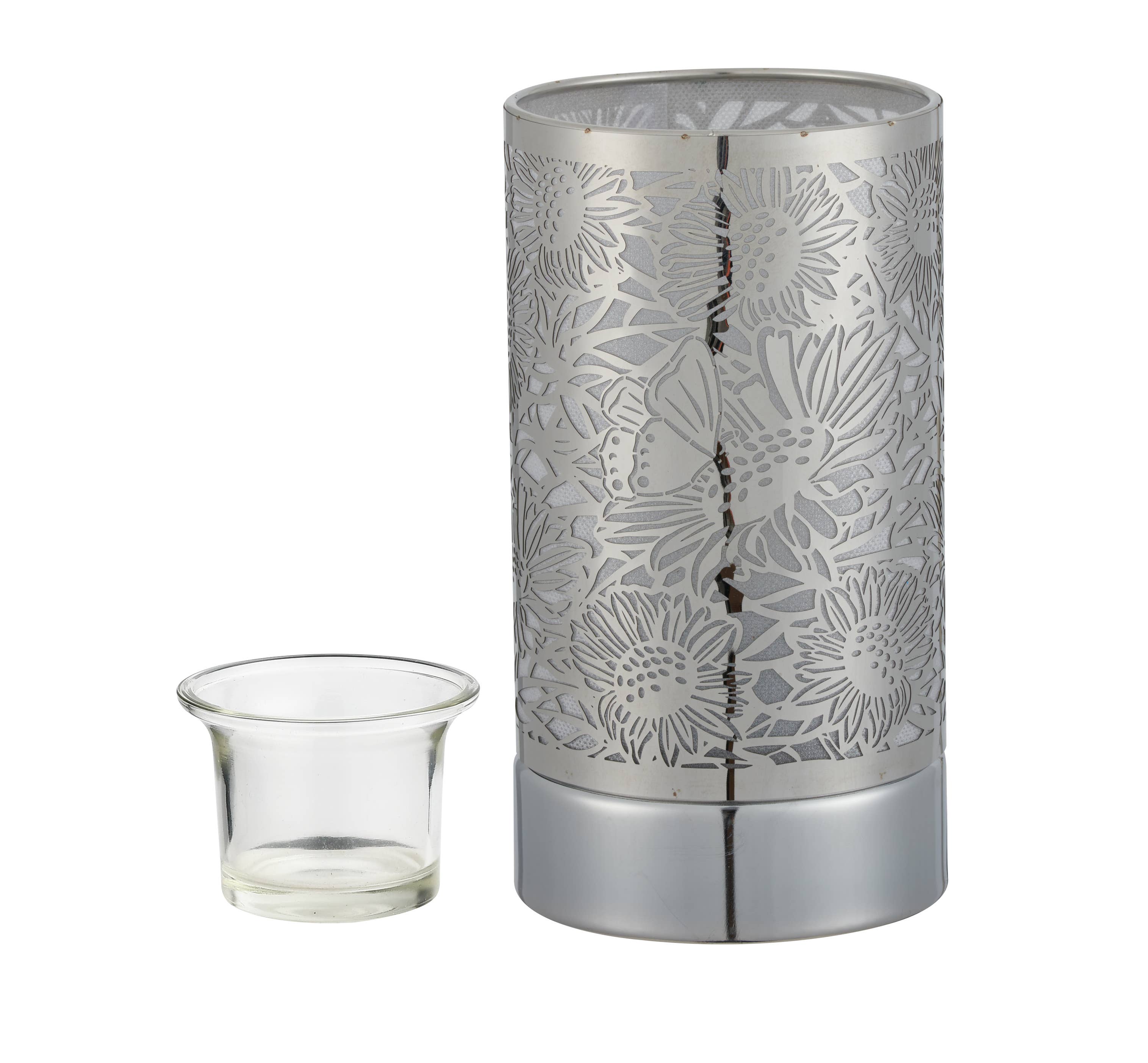 Silver Sunflower Touch Lamp & Wax Warmer | 7” Fragrance Oil Burner