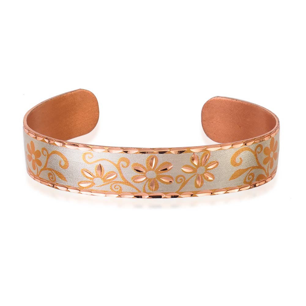 Silver Flower Narrow Design Bracelet