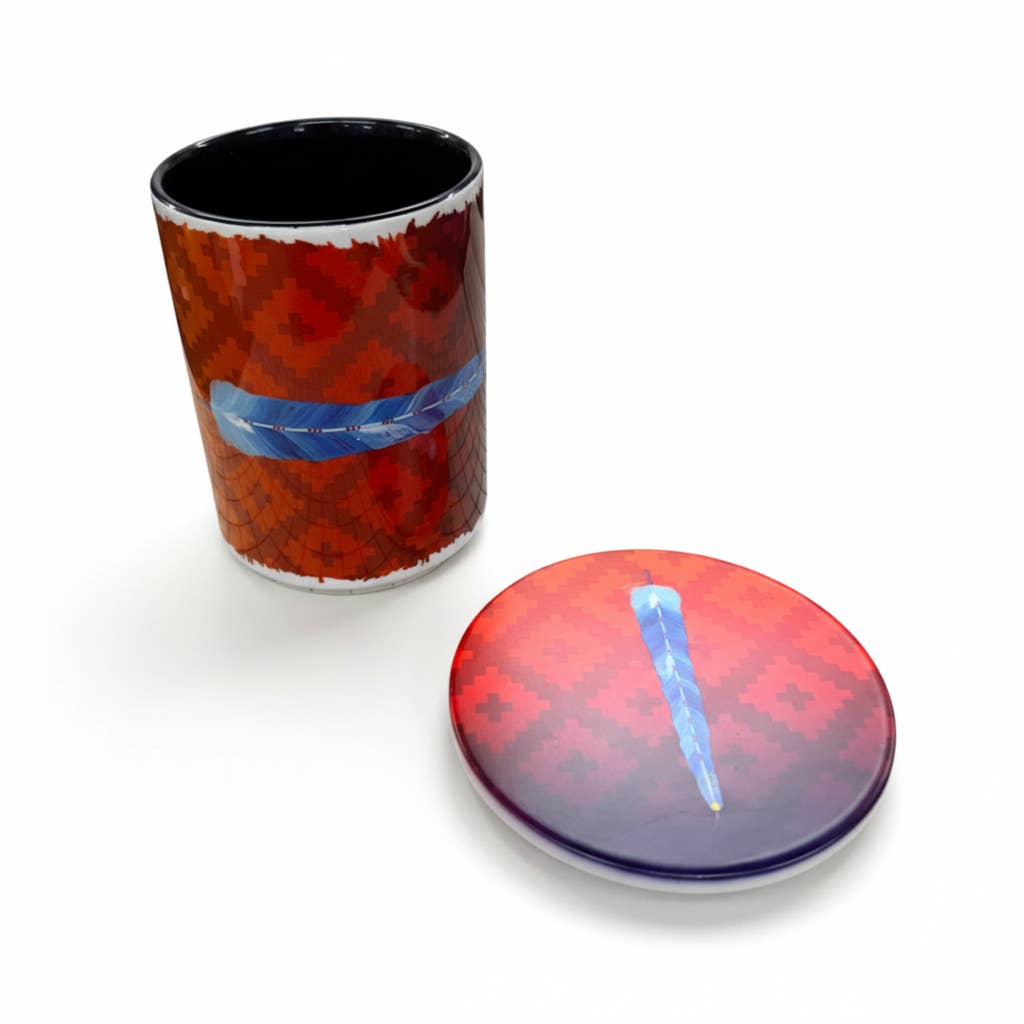 Sunset Feather | 15 oz Native American Art Mug & Coaster Set by Traci Rabbit