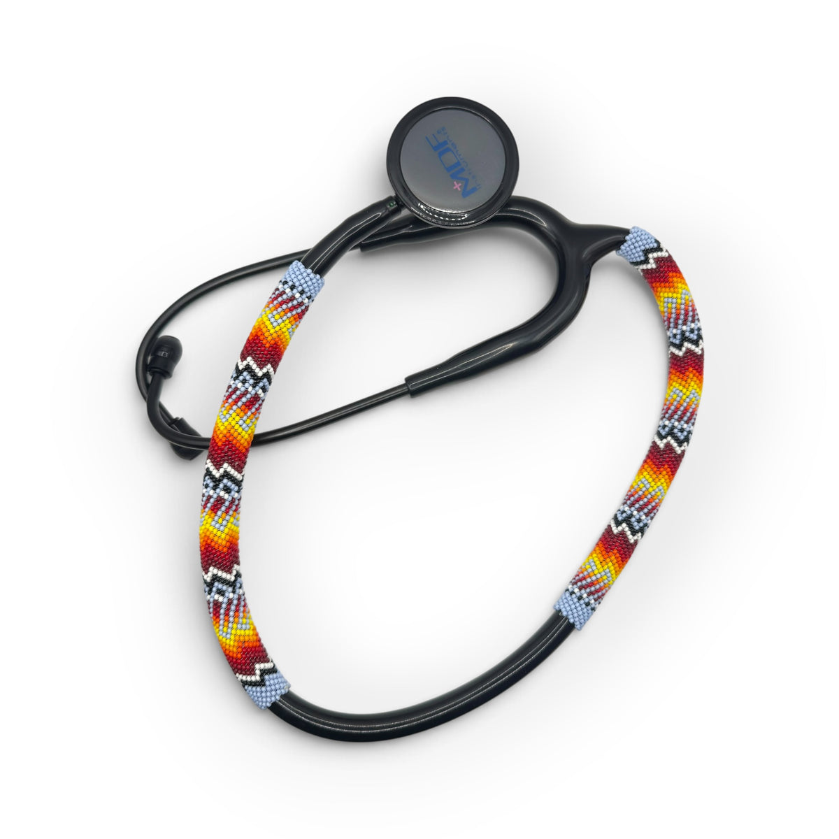 Native American Beaded MDF Stethoscope – Light Blue – Navajo Made