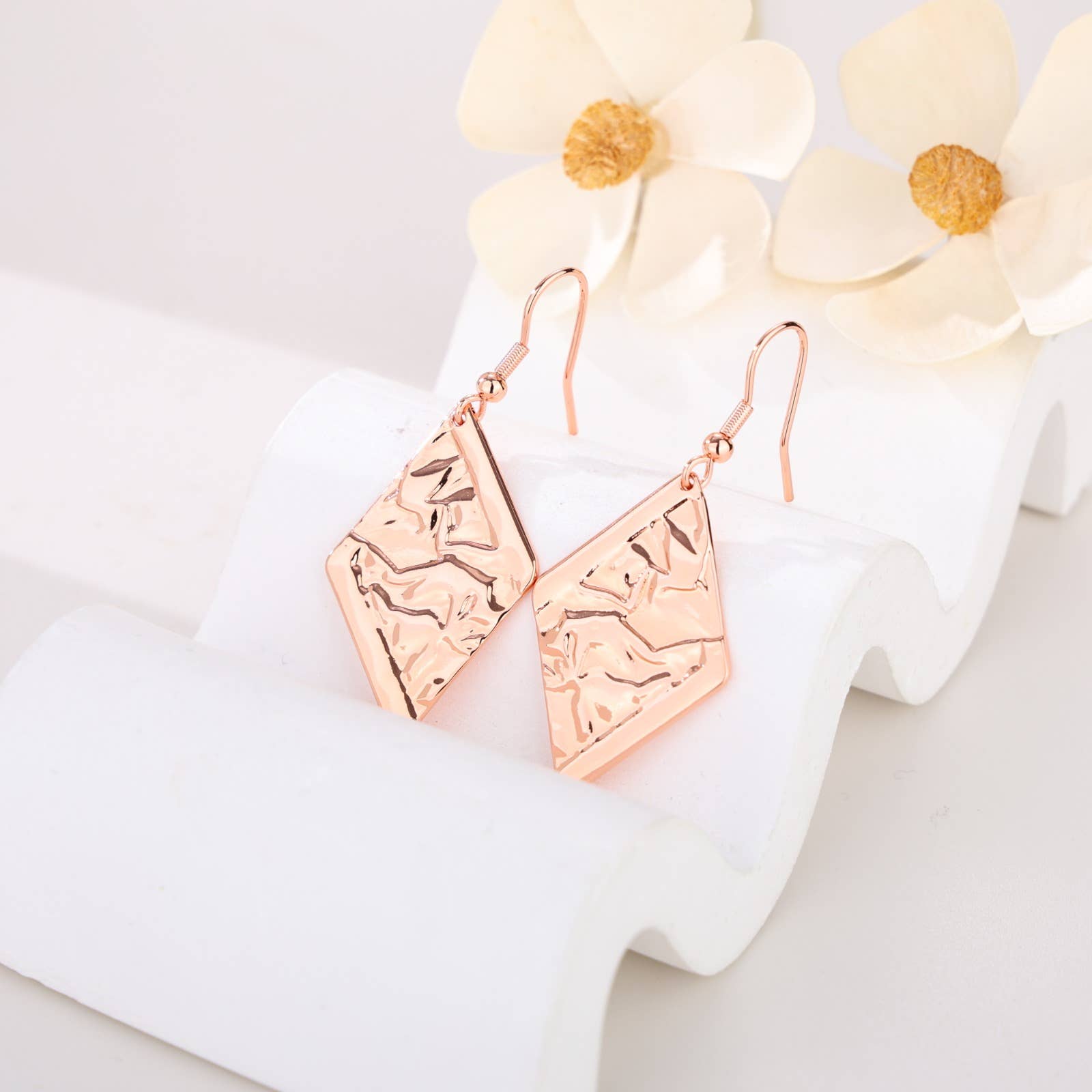 Irregular Hammered look Copper Earrings