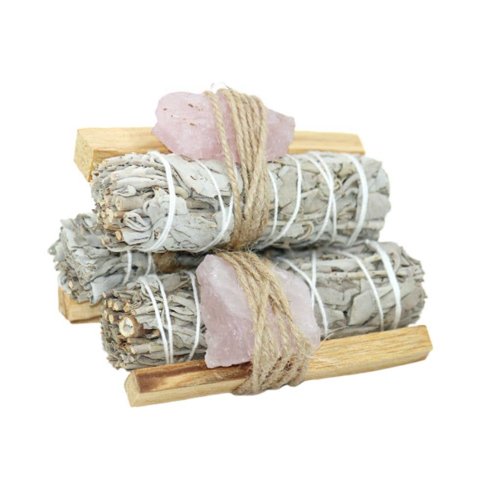Sage - Rose Quartz Crystal - One Bundle