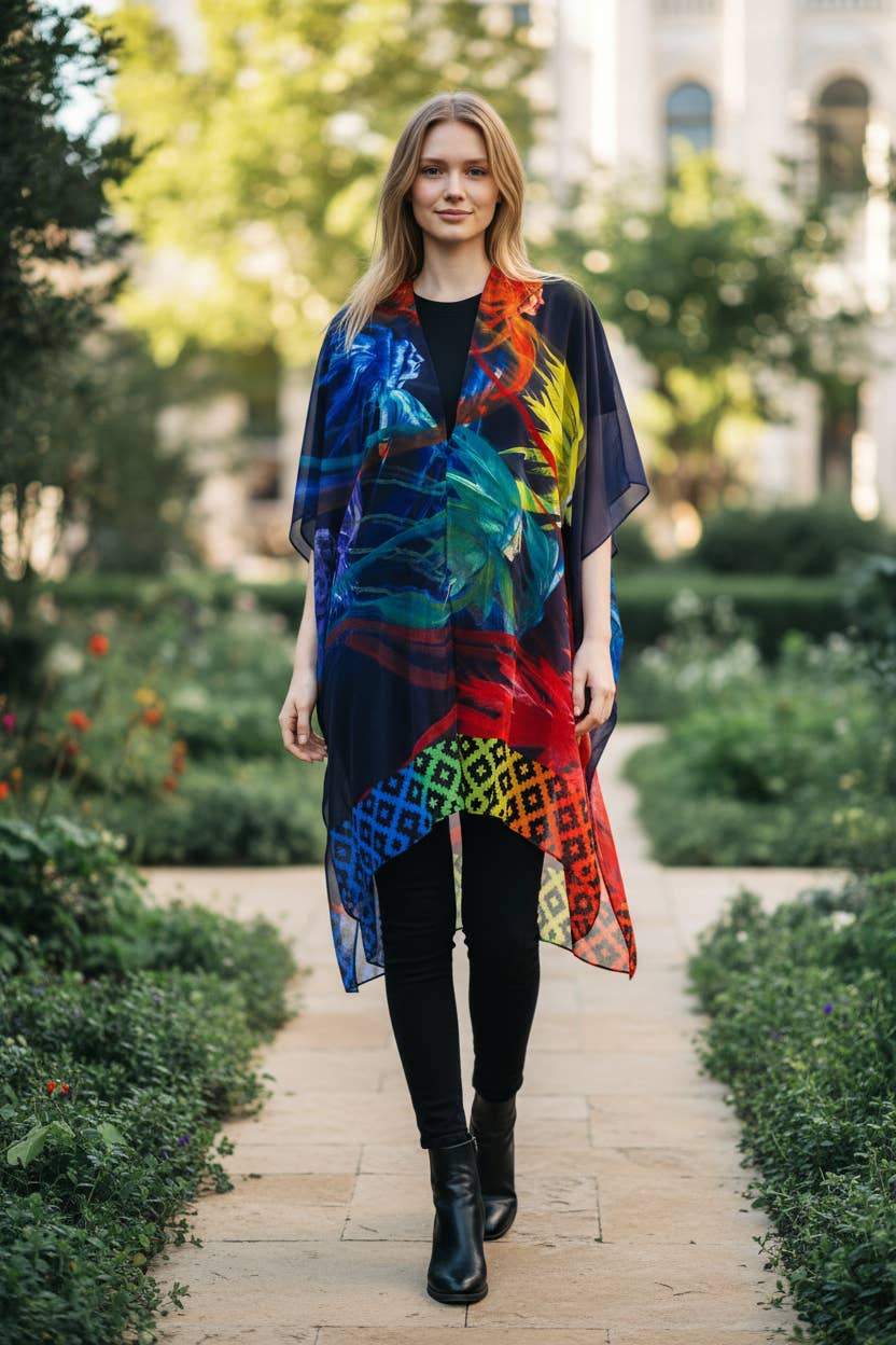 Rainbow Warriors | Native American Art Shawl Wrap by Traci Rabbit