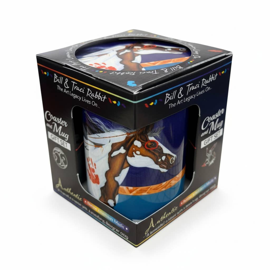 Running Free| 15 oz Native American Art Mug & Coaster Set by Traci Rabbit