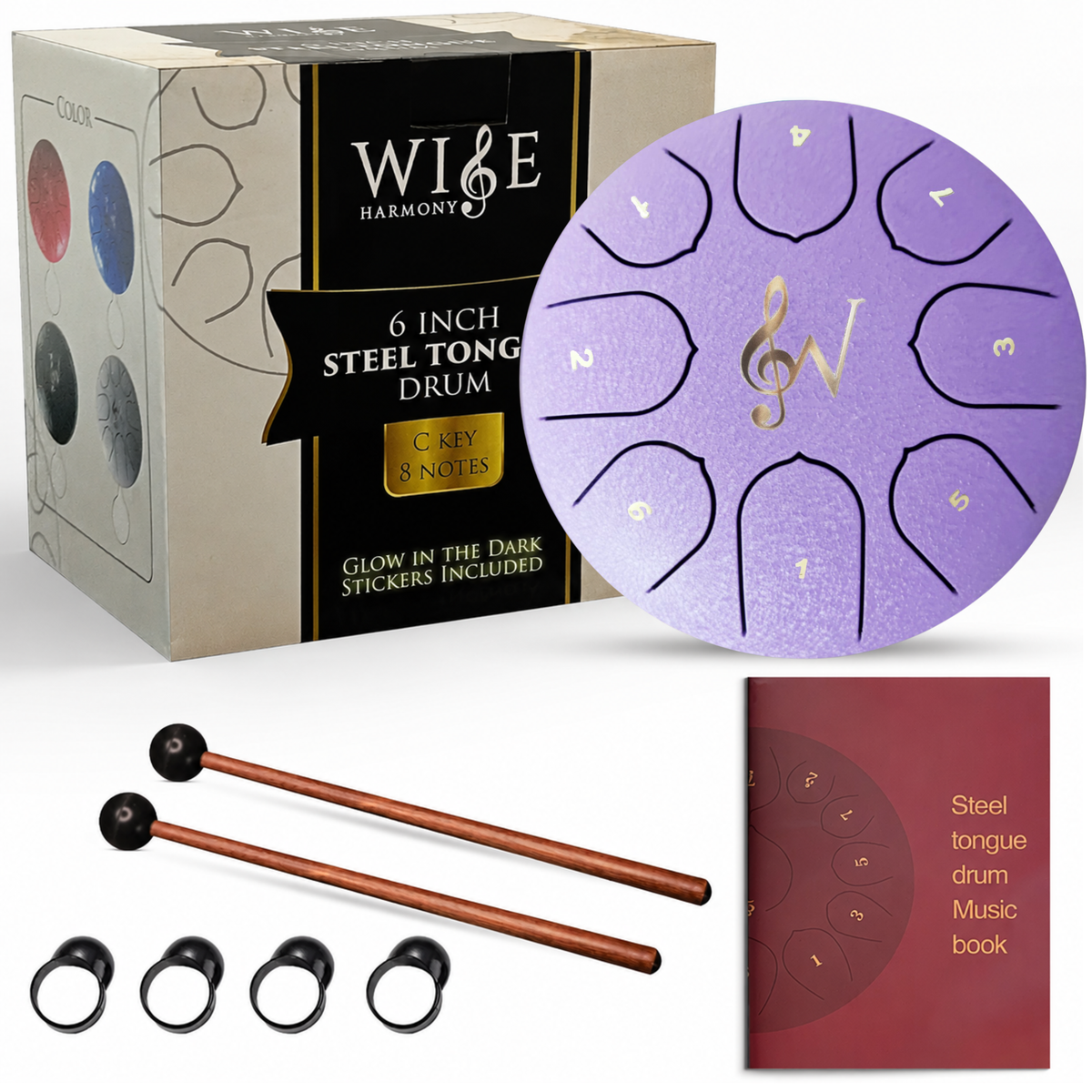 6-Inch 8-Notes Steel Tongue Drum Rain Drum - Lavender Purple
