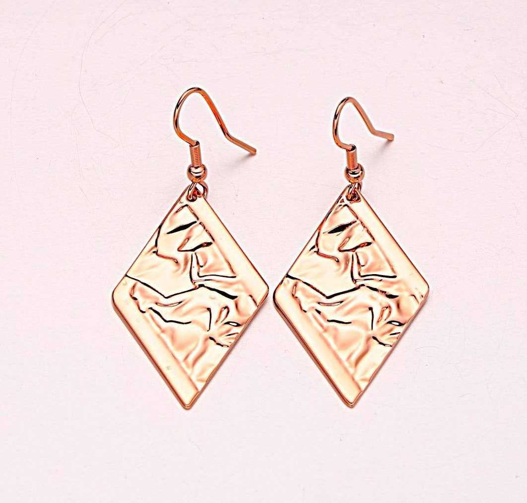 Irregular Hammered look Copper Earrings