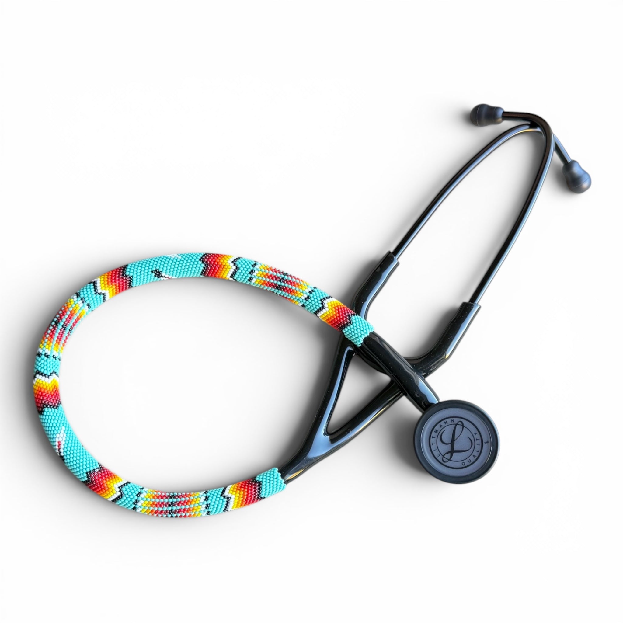 Navajo Beaded Littmann Cardiology IV Stethoscope – Turquoise Feather Design