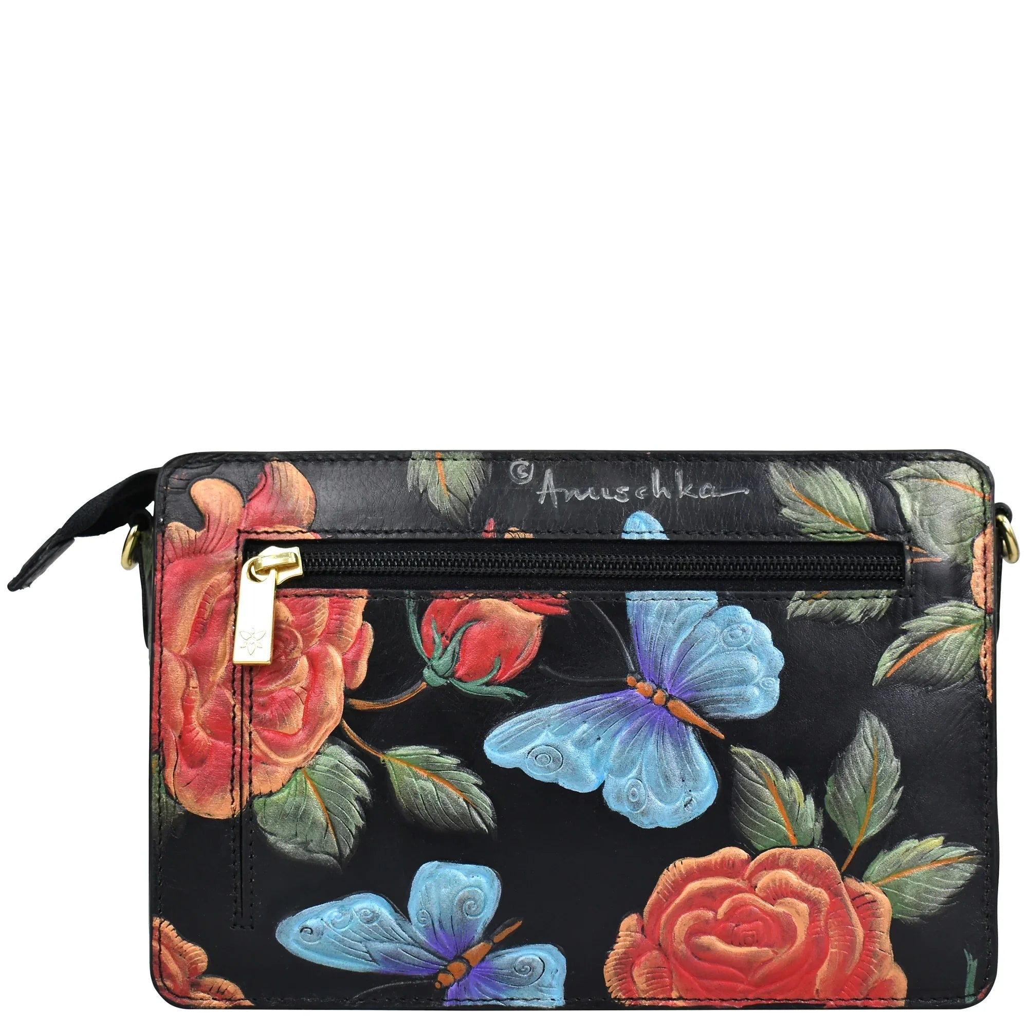 Triple-Compartment Crossbody Bag – Butterfly Floral