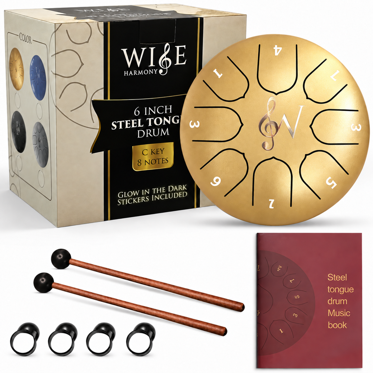 6-Inch 8-Notes Steel Tongue Drum Meditation Rain Drum - Gold