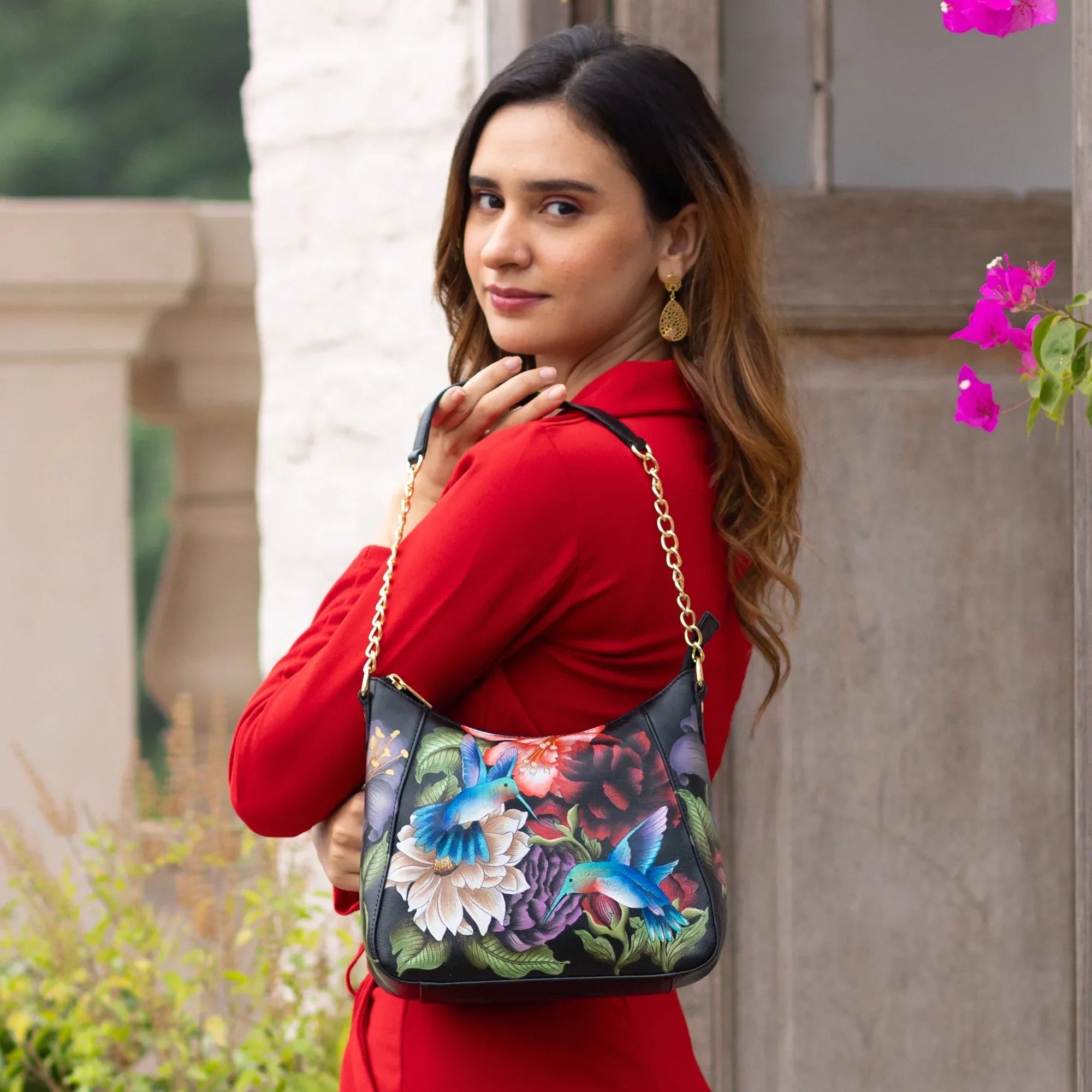 Zip-Top Shoulder Hobo Bag – Hummingbird Floral