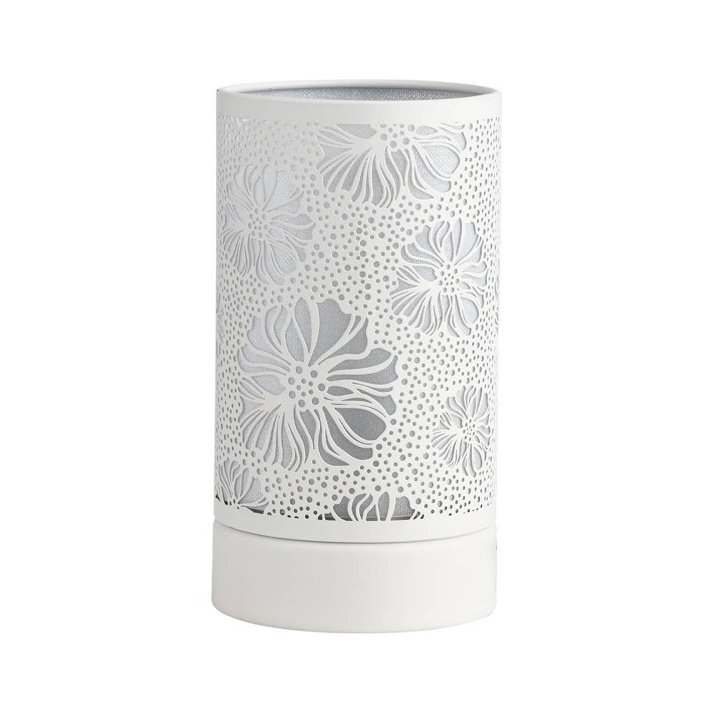 White Flower Touch Lamp & Wax Warmer | 7” Fragrance Oil Burner