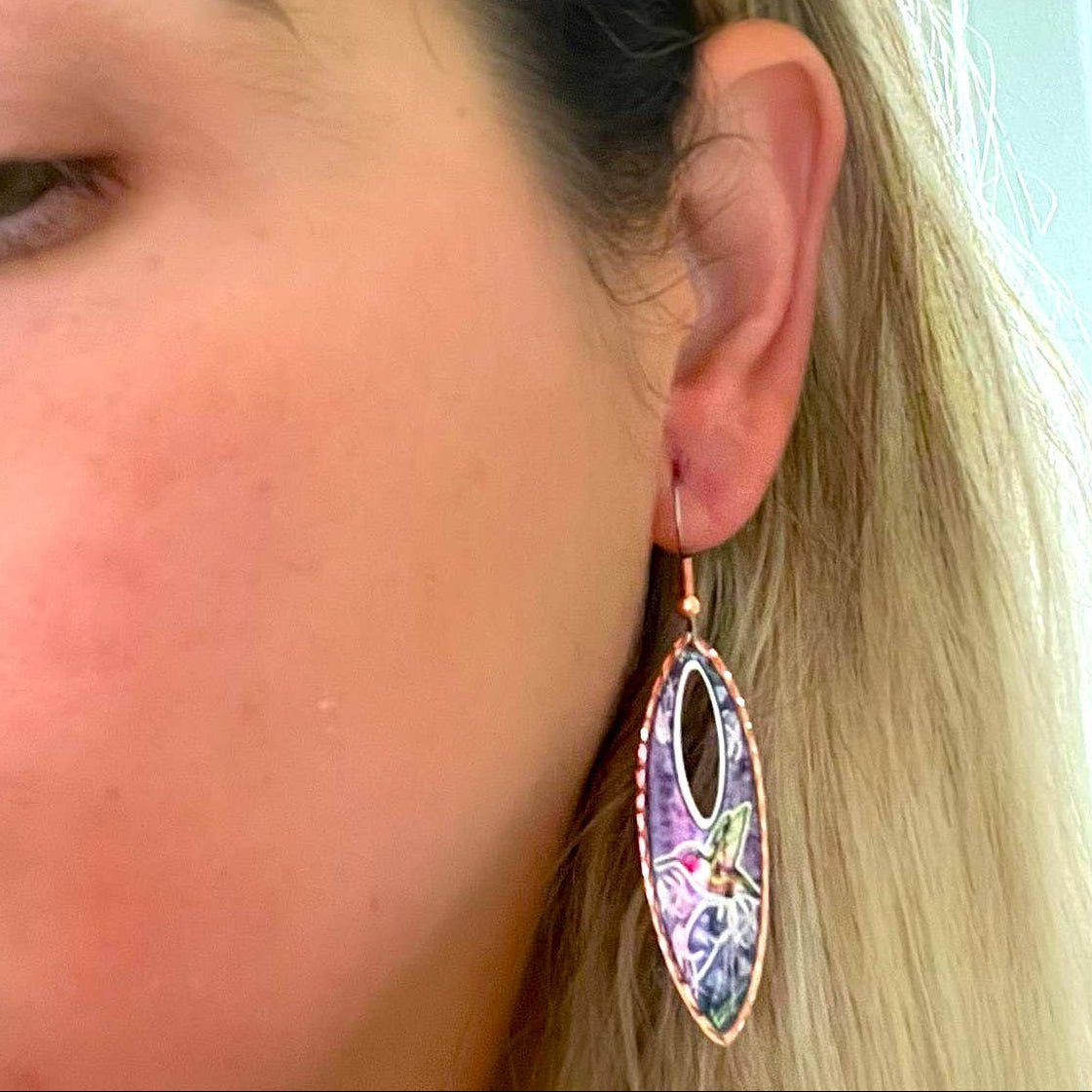 Teardrop Unique Hummingbird Earrings