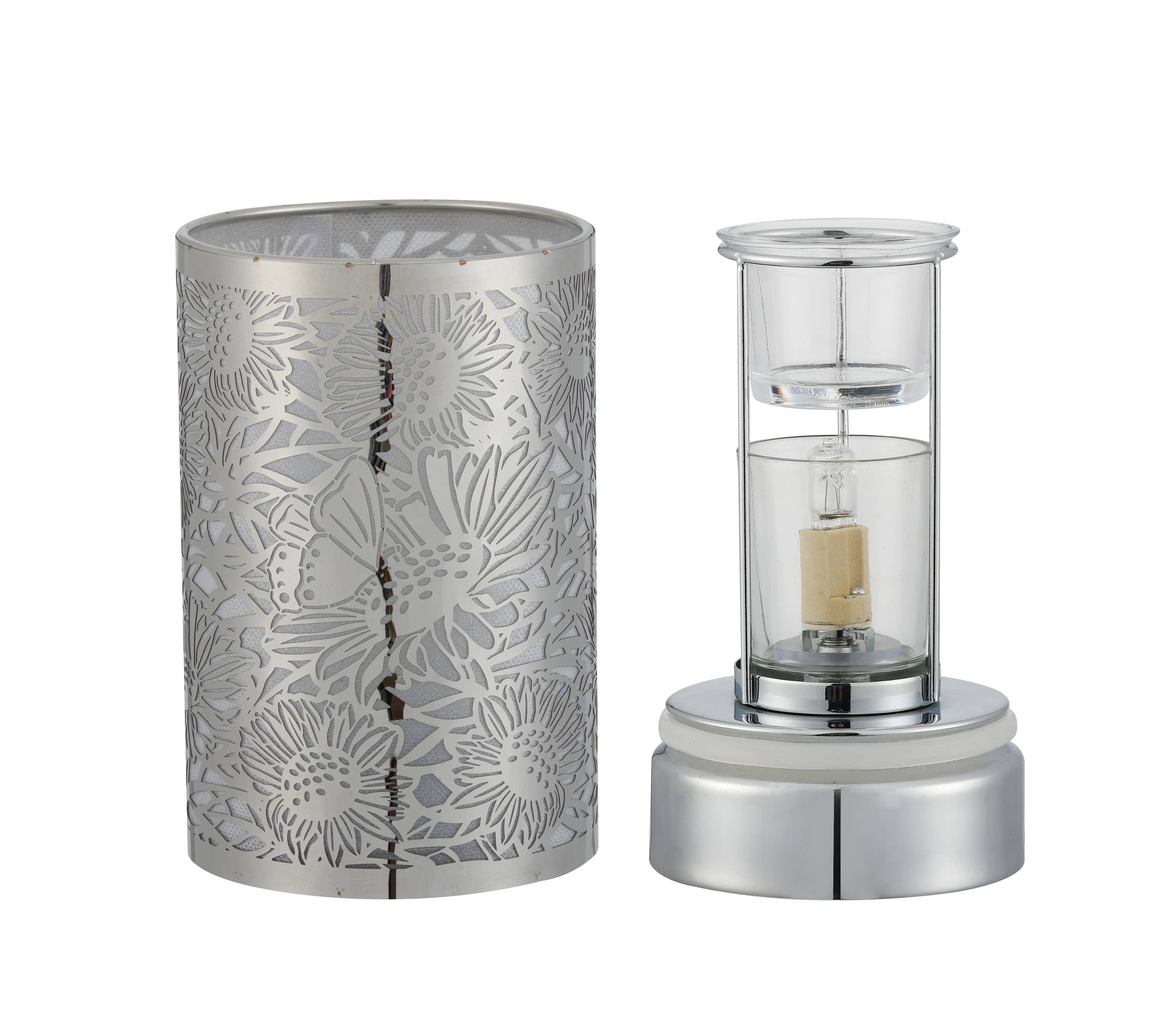 Silver Sunflower Touch Lamp & Wax Warmer | 7” Fragrance Oil Burner
