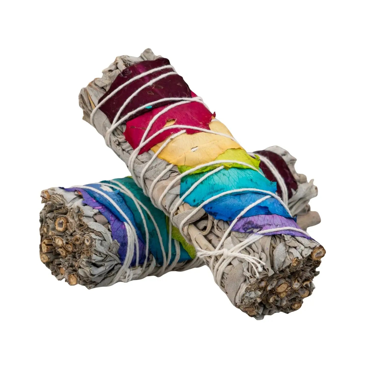 California White Sage + Rose Petals – Chakra Smudge Stick (One Mini 4")