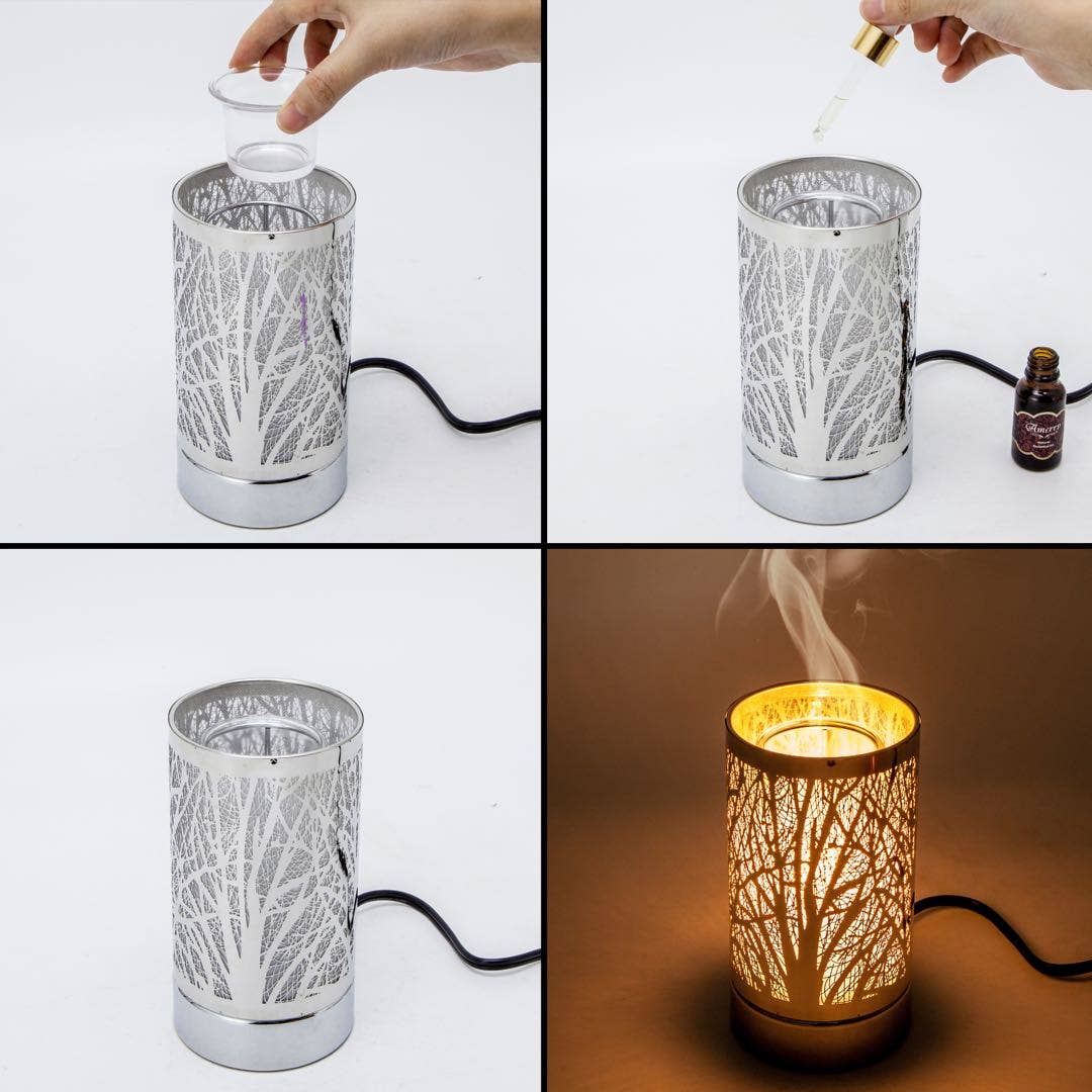 White Flower Touch Lamp & Wax Warmer | 7” Fragrance Oil Burner