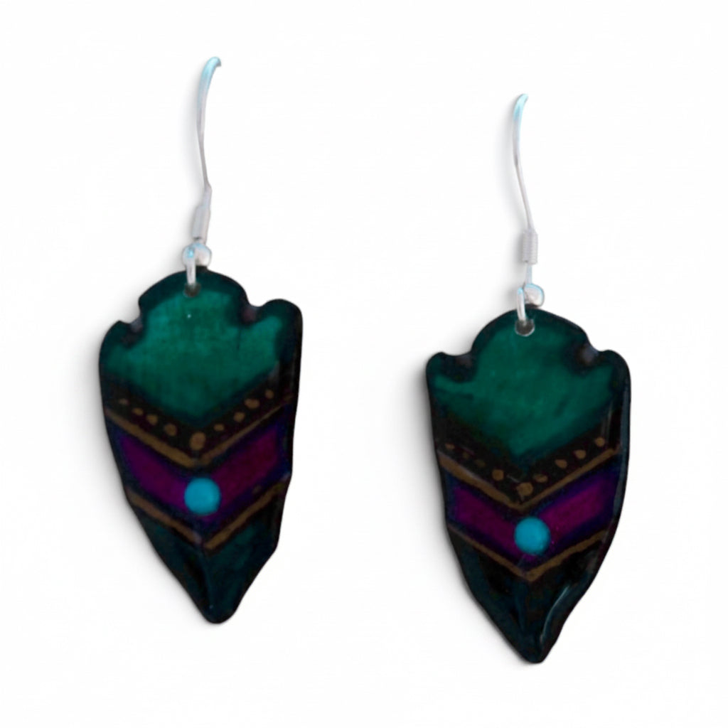Antler Arrow Earrings - Teal