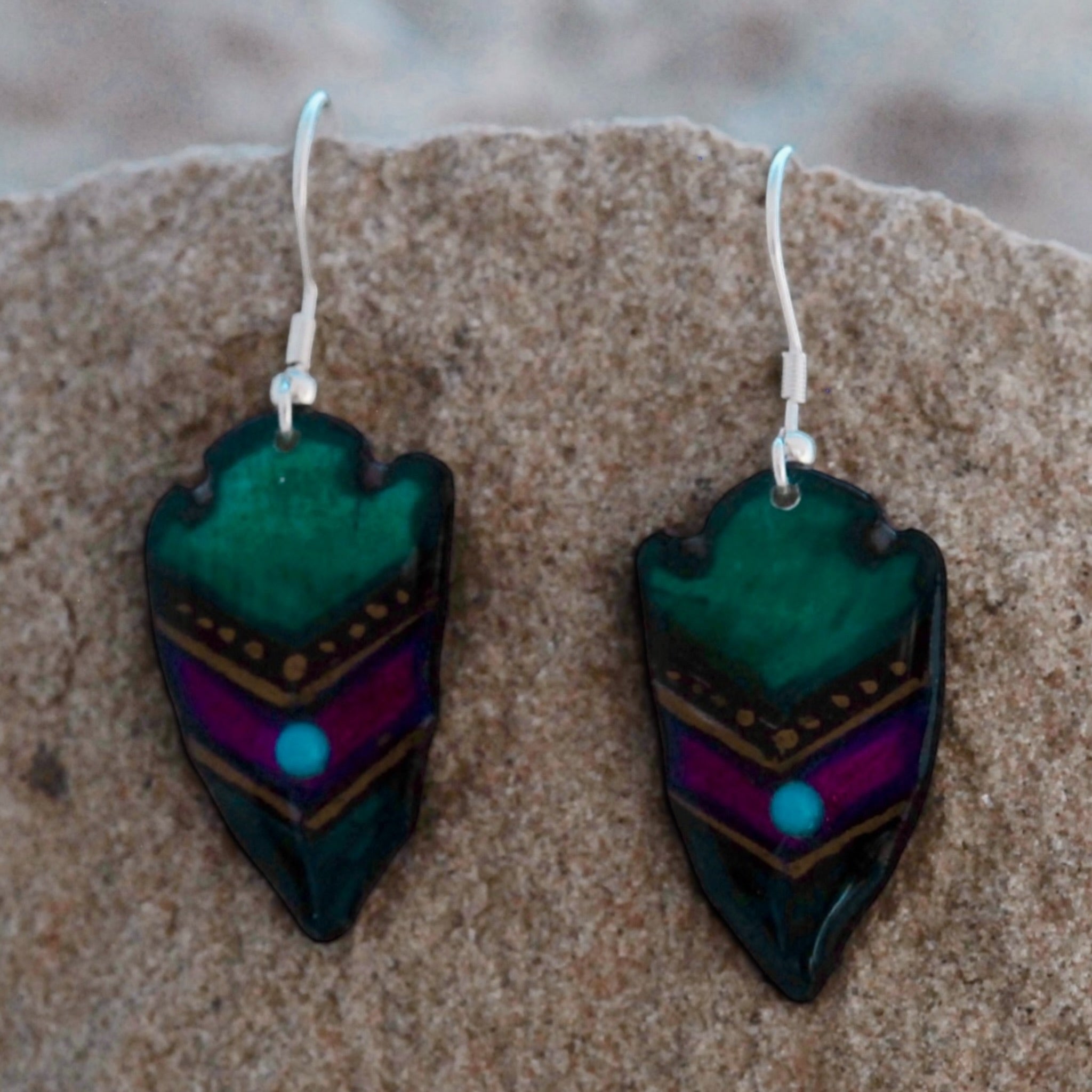 Antler Arrow Earrings - Teal
