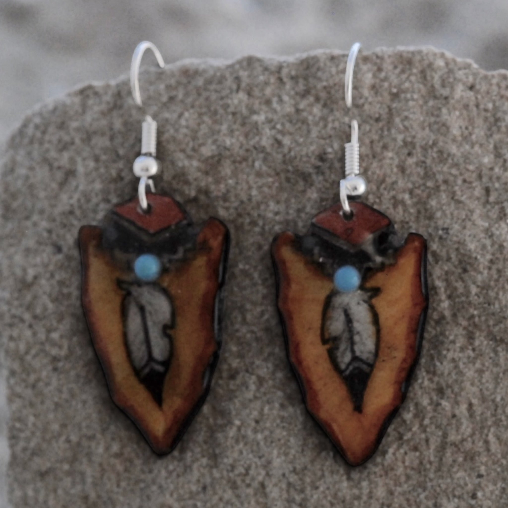 Antler Arrow Earrings - Brown