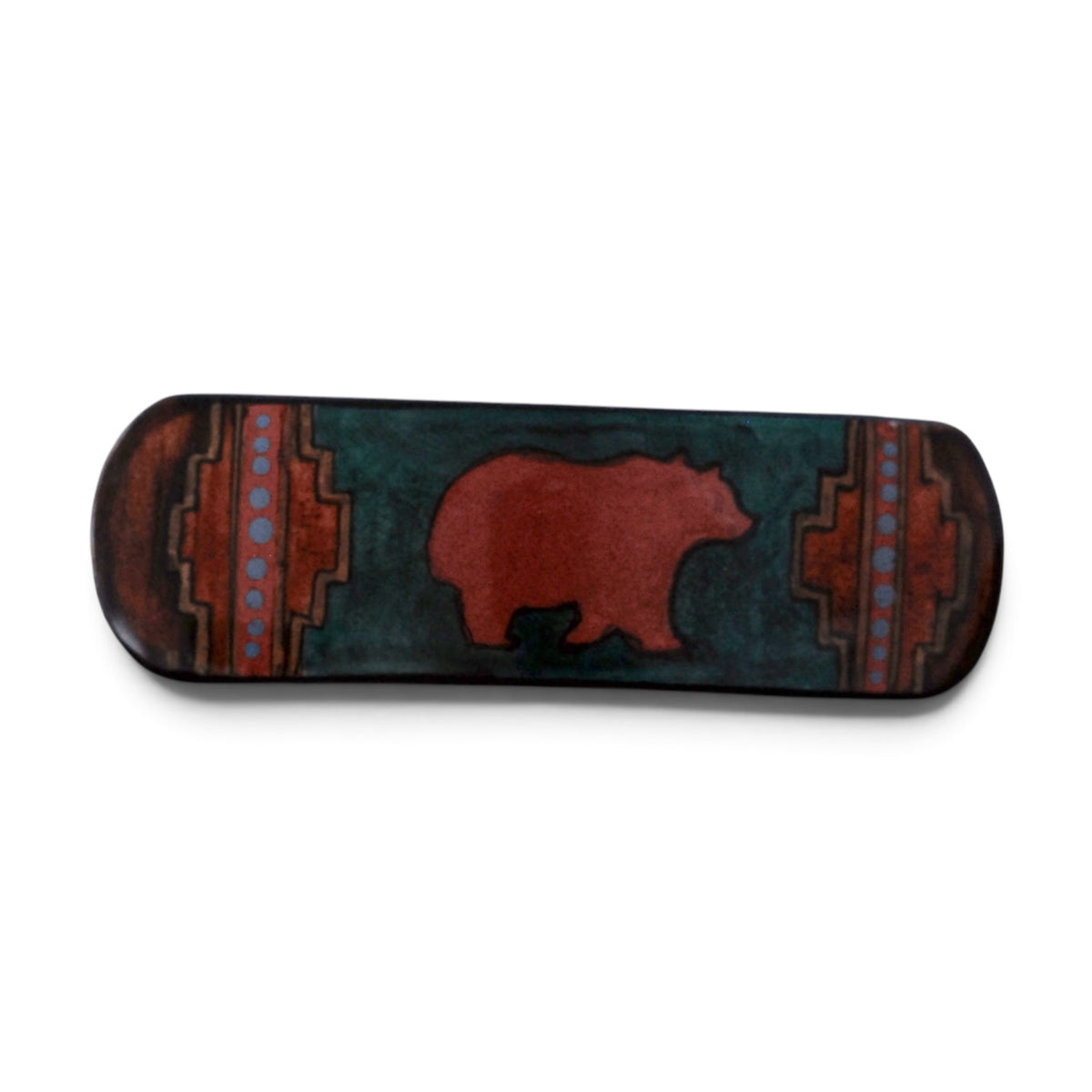 Antler Black Bear Barrette - Teal