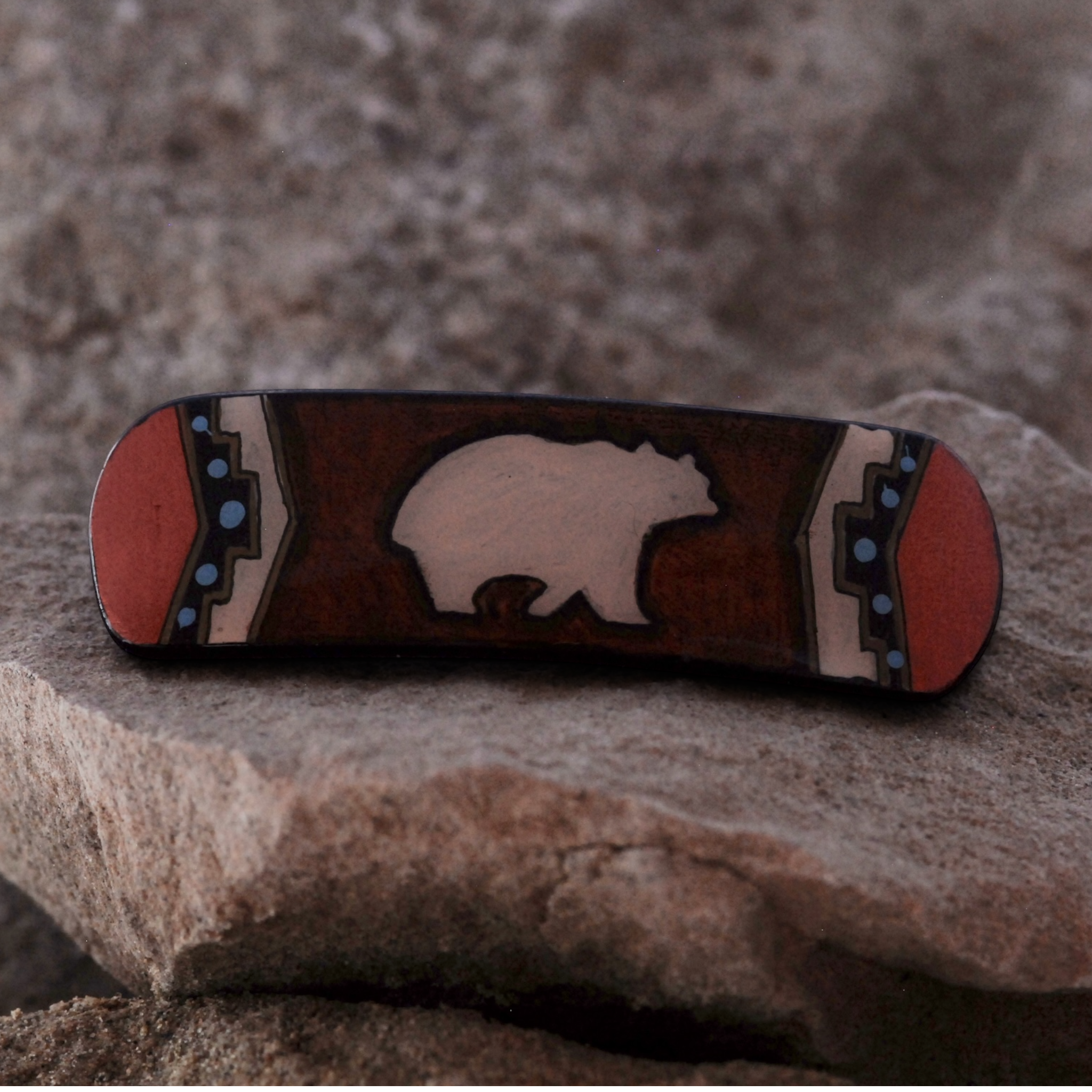 Antler Black Bear Barrette - Brown