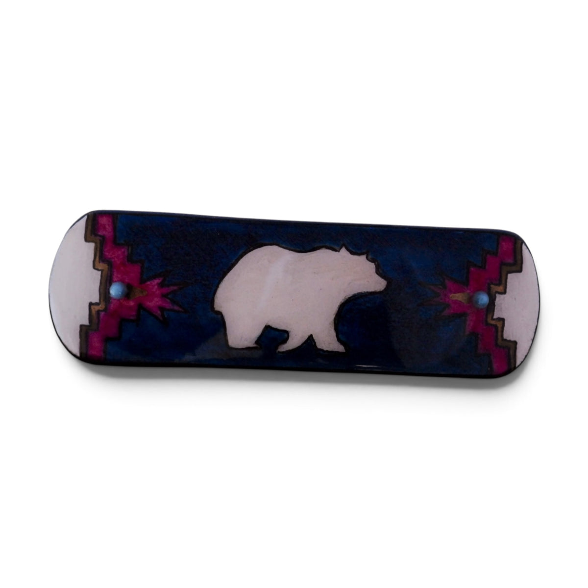 Antler Black Bear Barrette - Blue