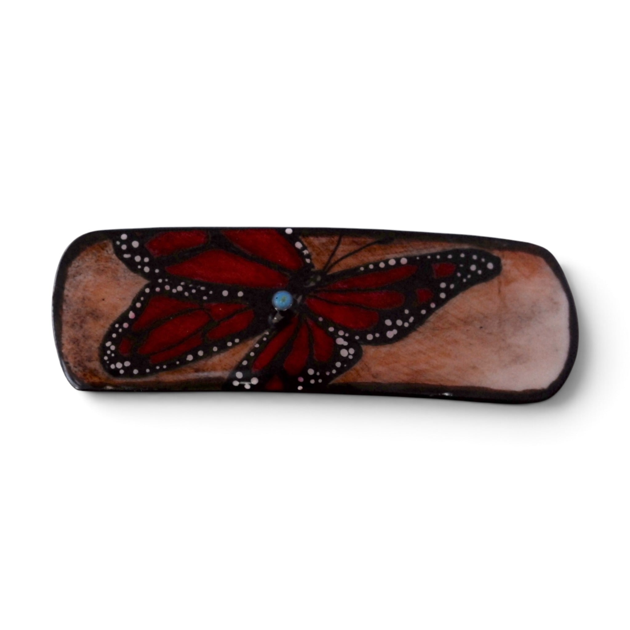 Antler Rectangle Barrette - Red
