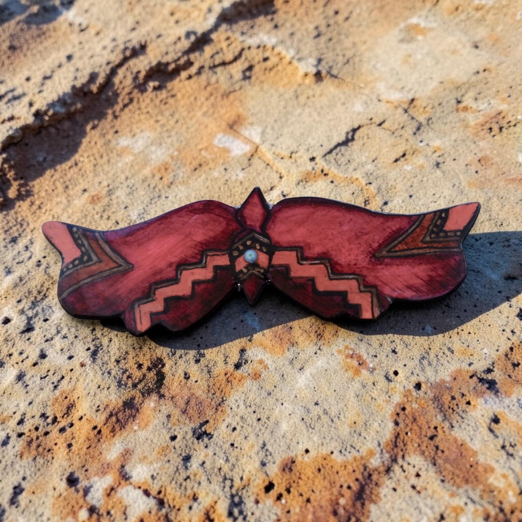 Antler Butterfly Barrette - Red
