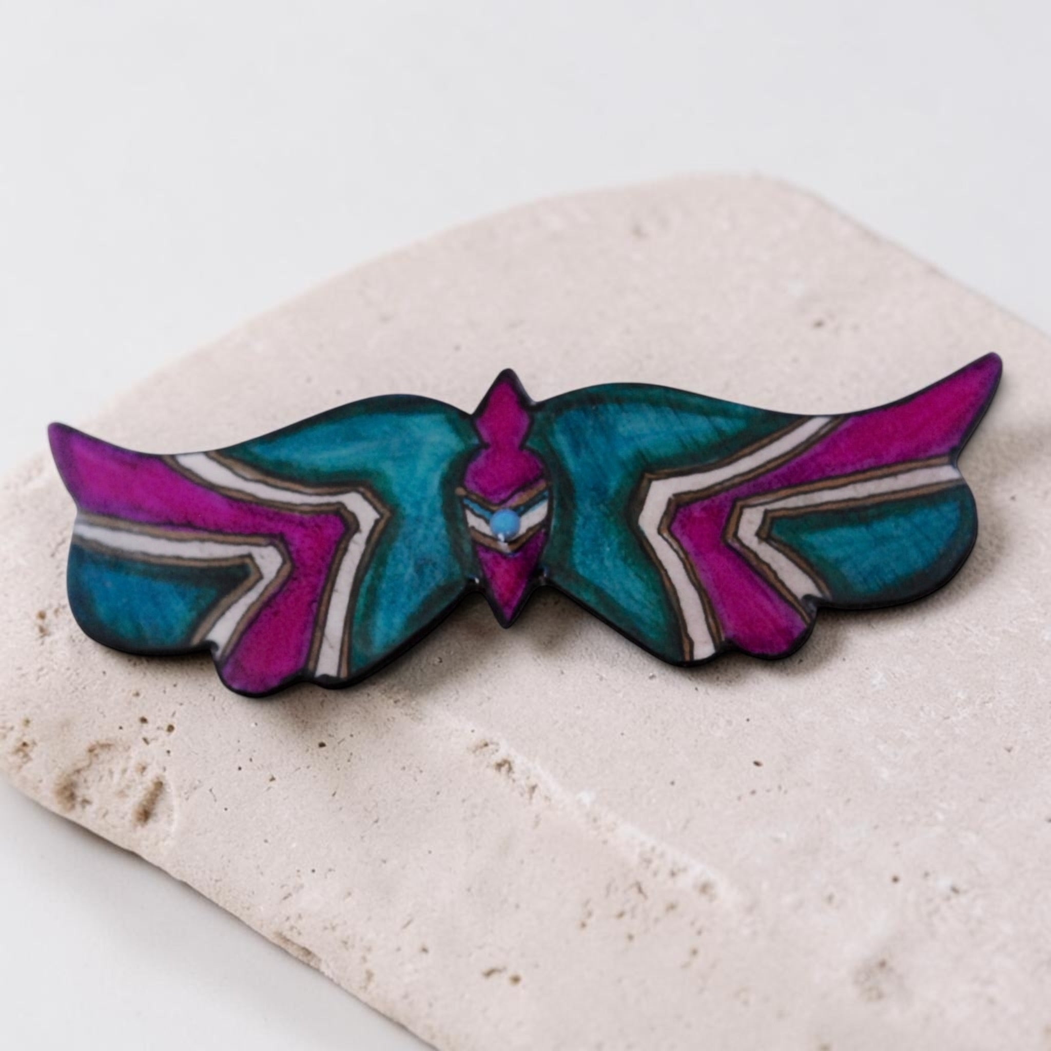 Antler Butterfly Barrette - Teal