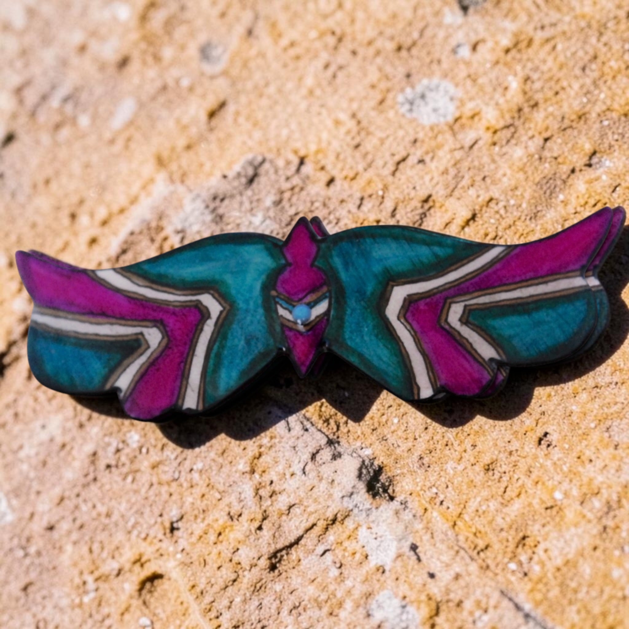 Antler Butterfly Barrette - Teal