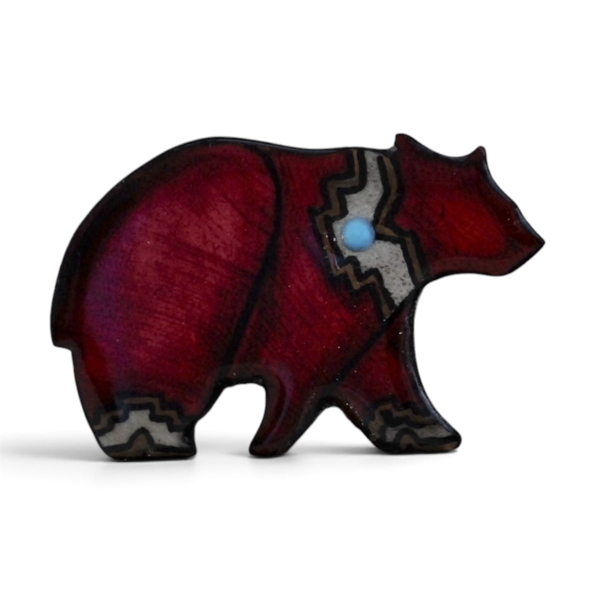 Antler Black Bear Pin - Red
