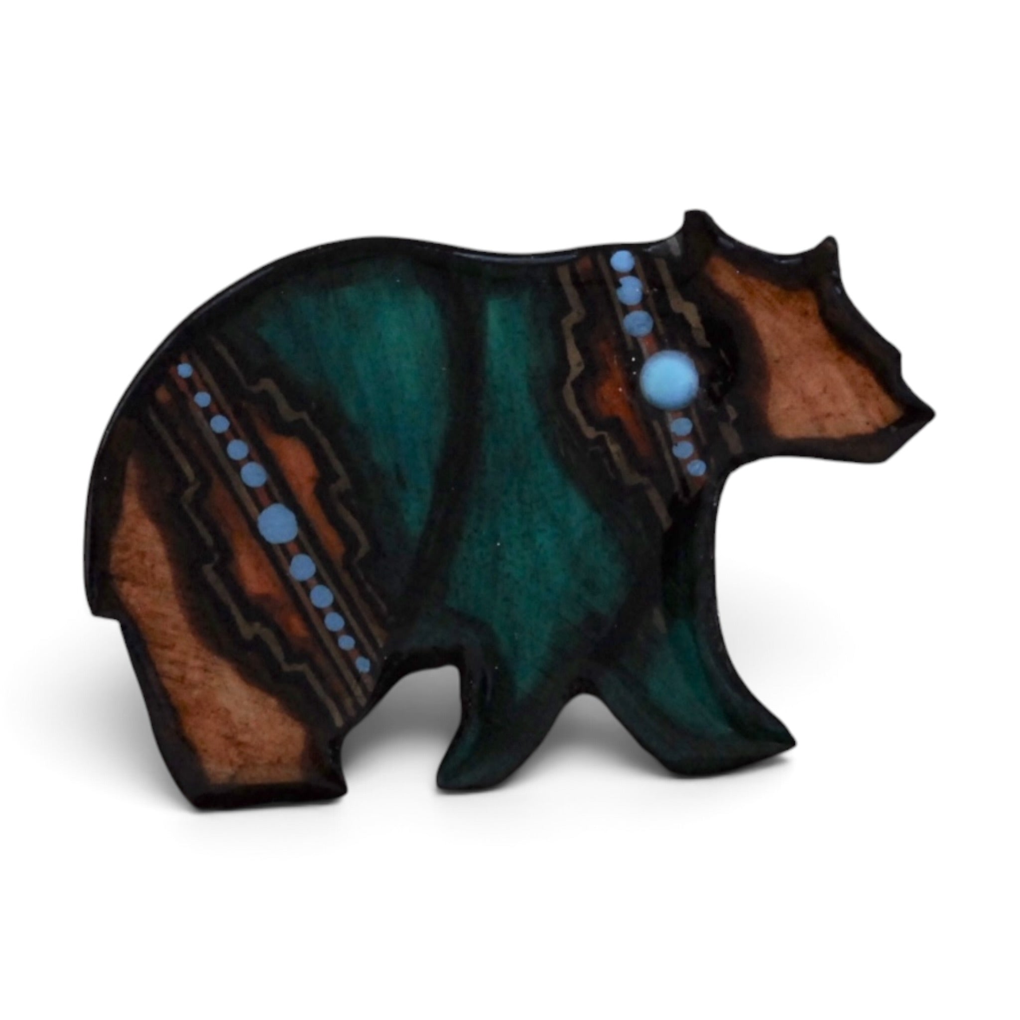 Antler Black Bear Pin - Teal