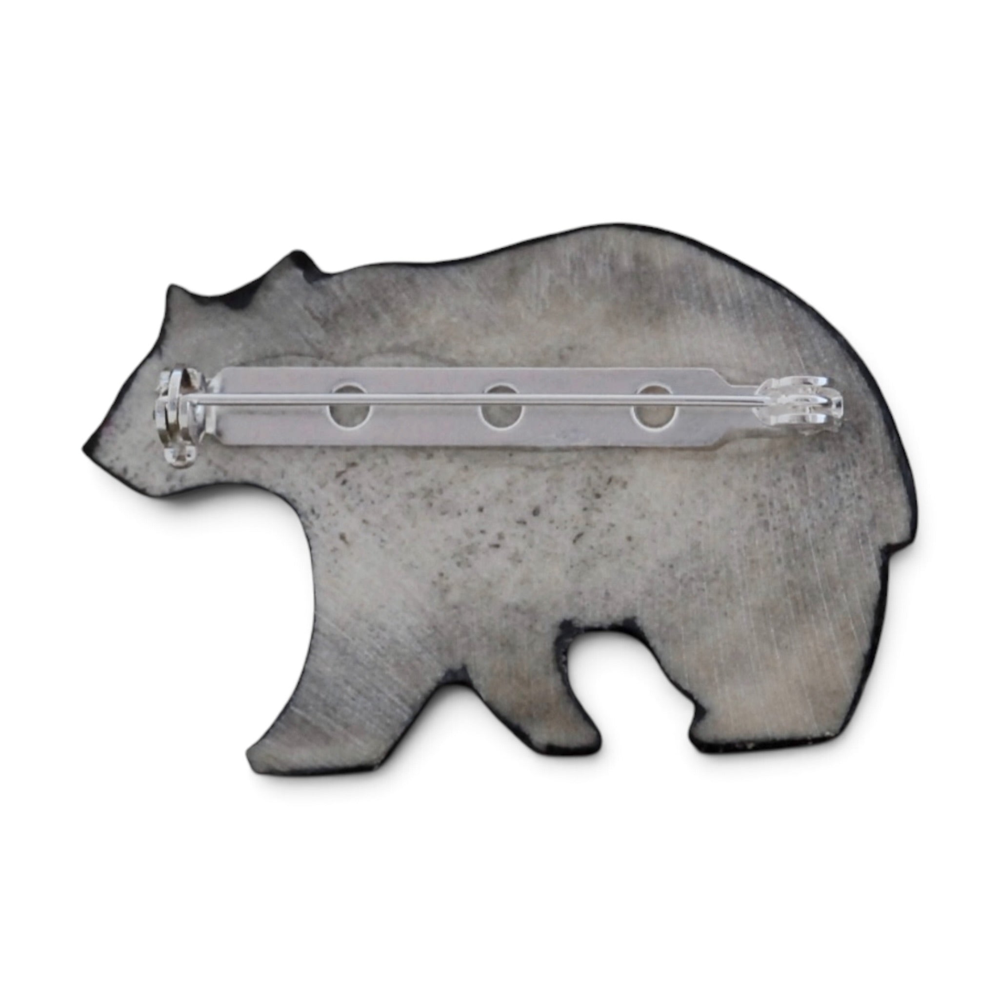 Antler Black Bear Pin - Red