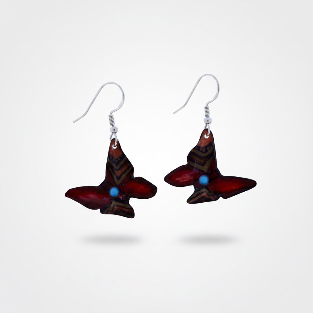 Antler Butterfly Earrings - Red