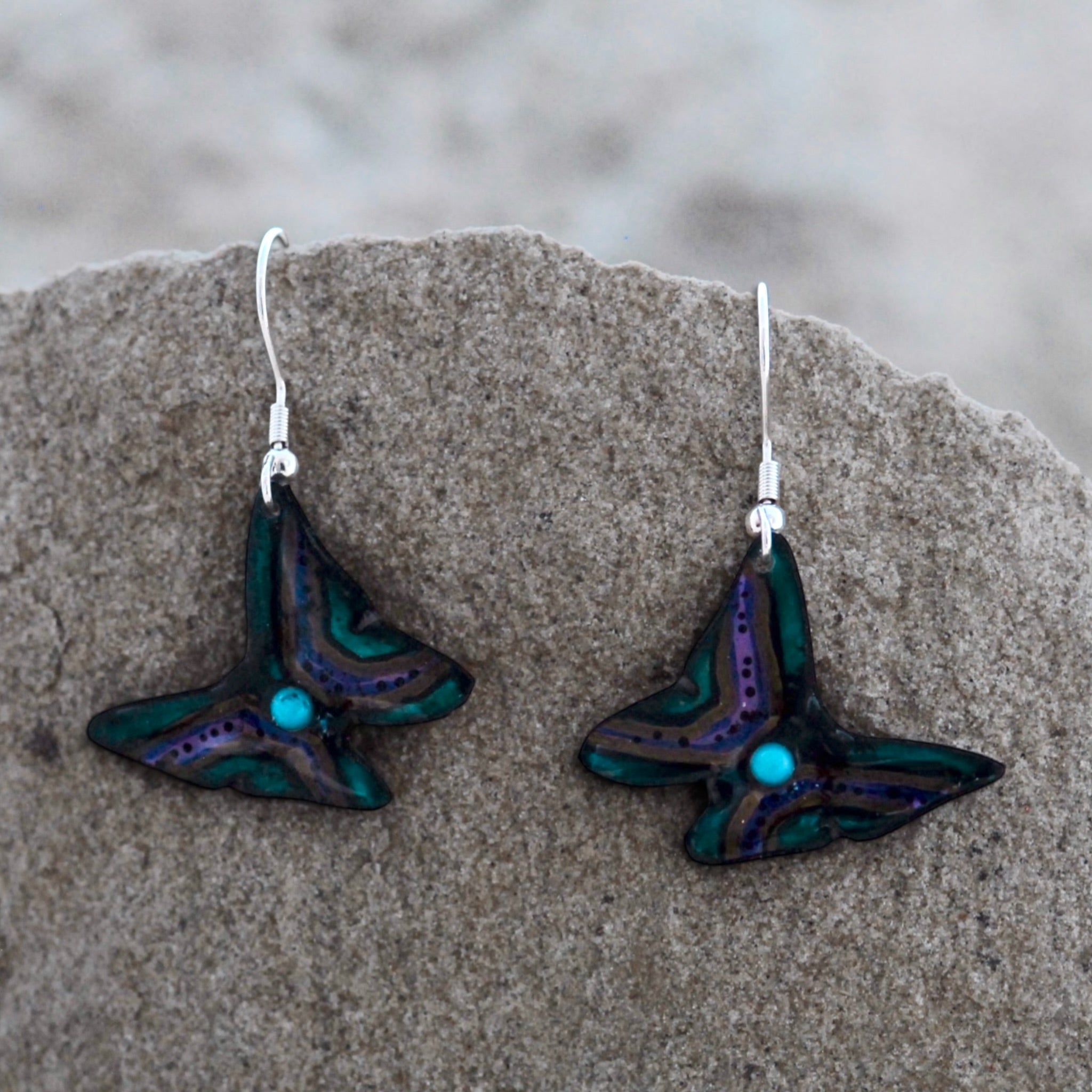 Antler Butterfly Earrings - Teal