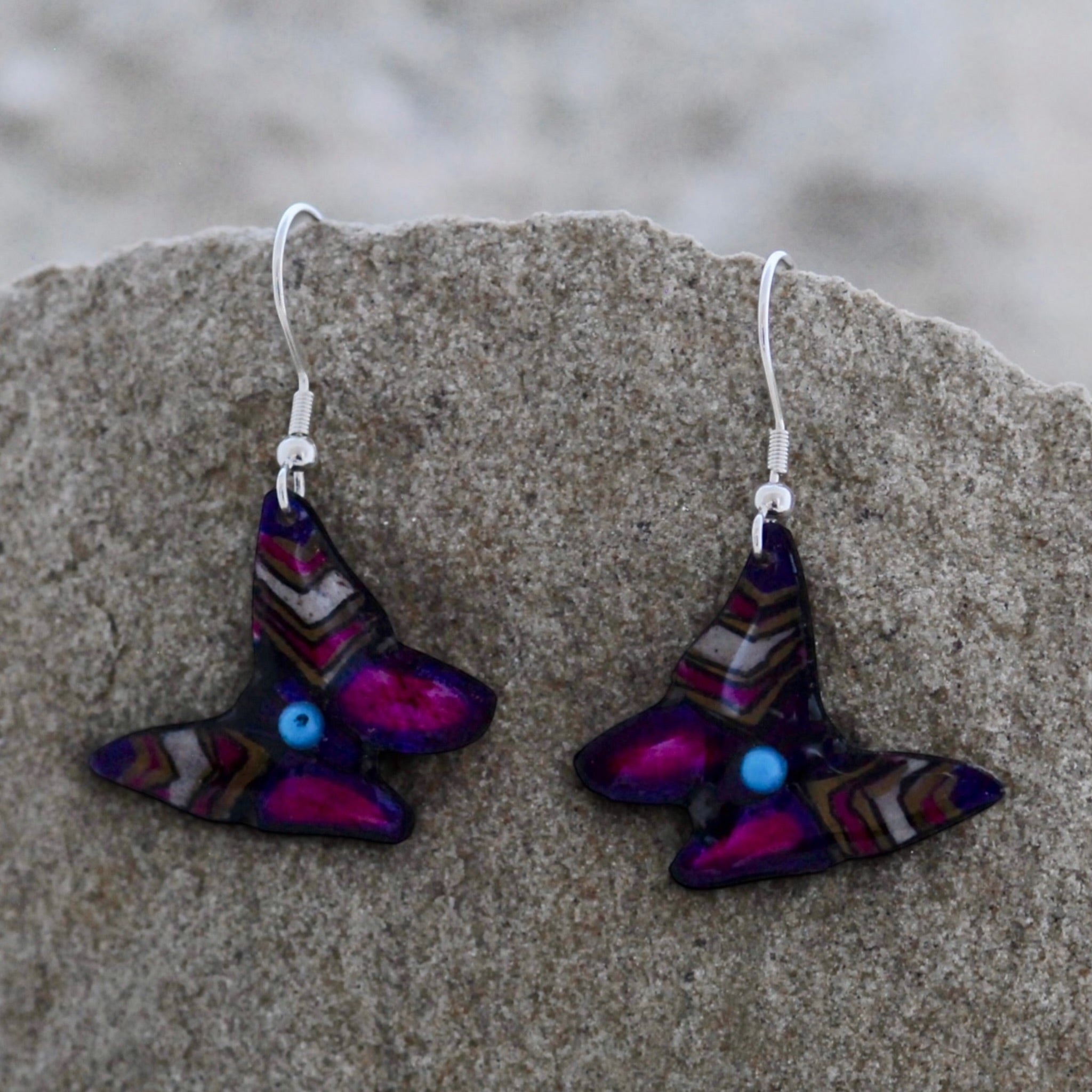 Antler Butterfly Earrings - Purple