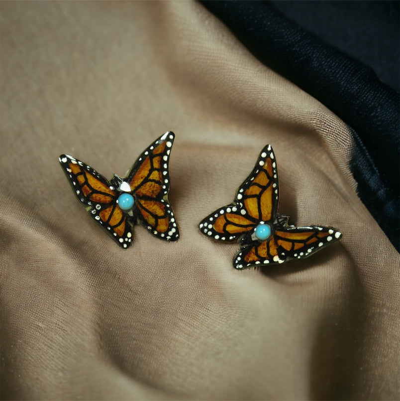 Antler Butterfly Earrings - Brown