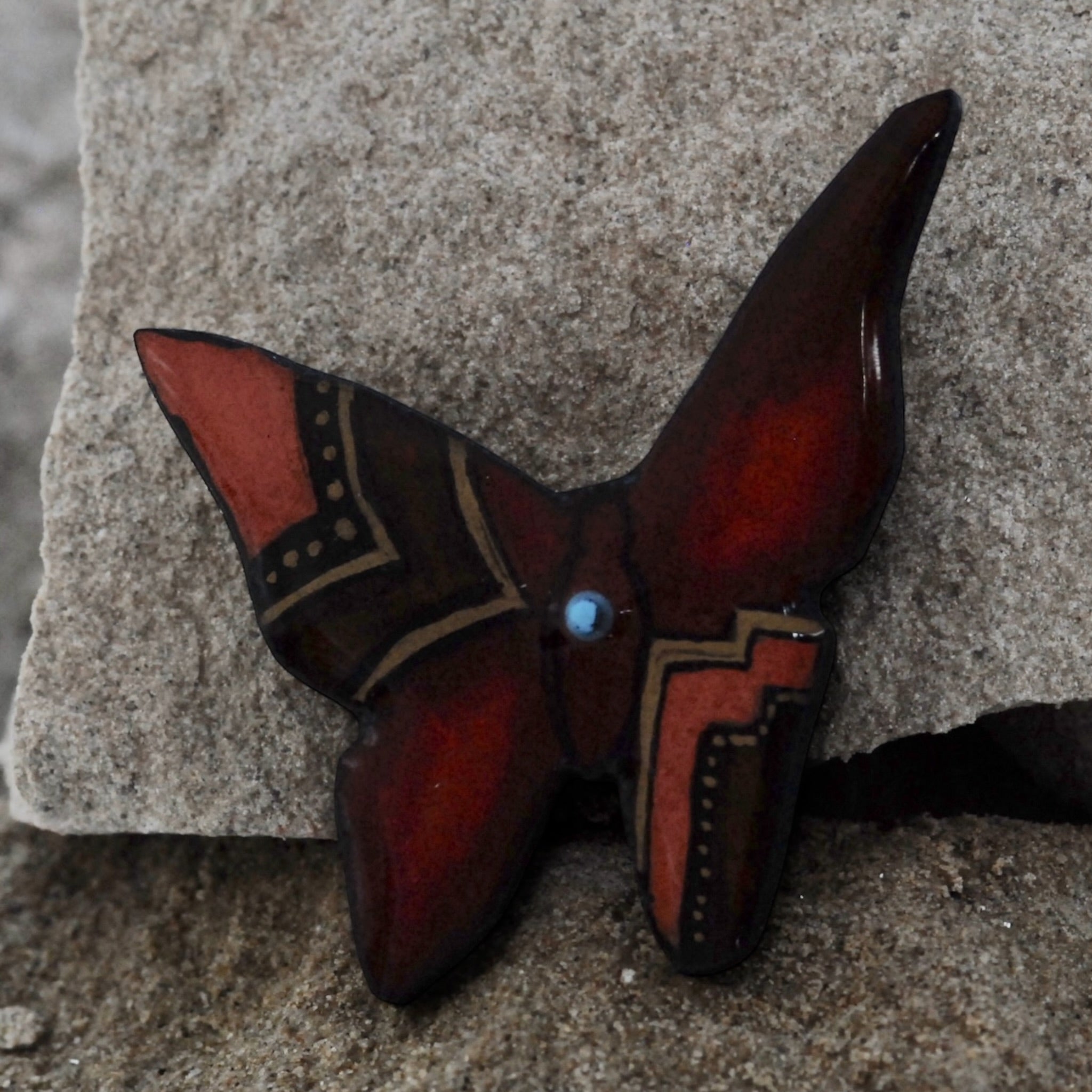 Butterfly Art Pin - Red