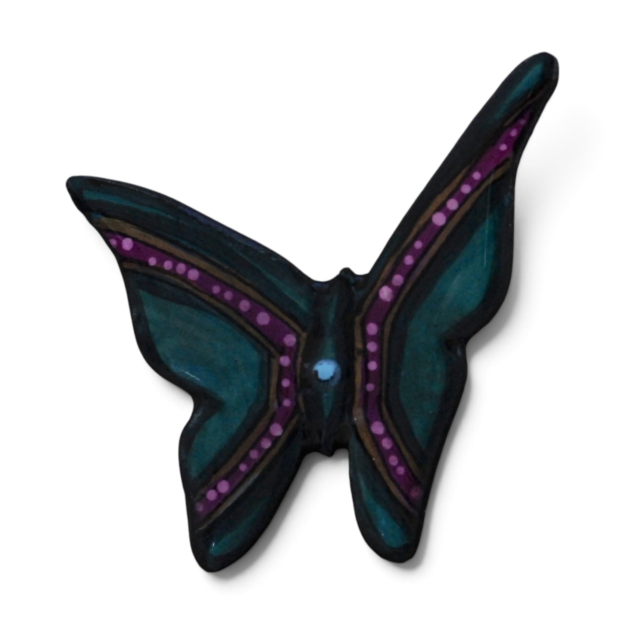 Butterfly Art Pin - Teal