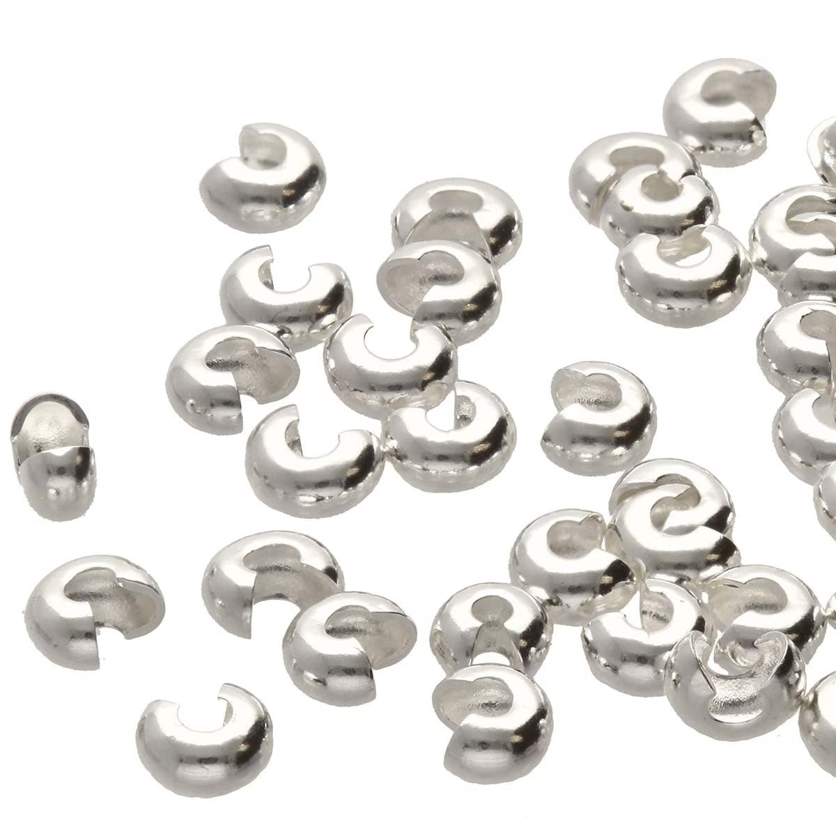 3mm Crimp Bead Covers – Silver Plated | 1 Gram
