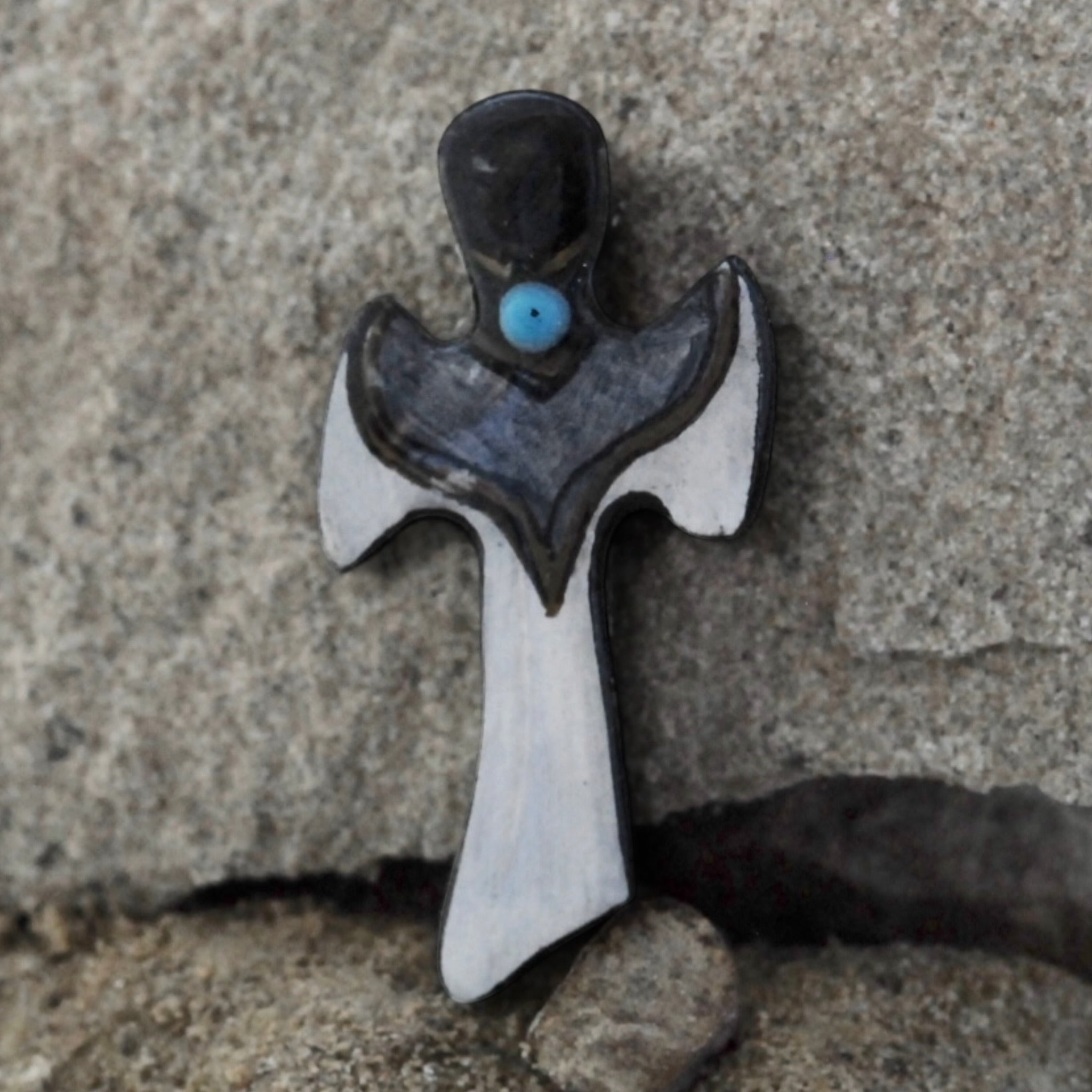Antler Cross Pin - Grey