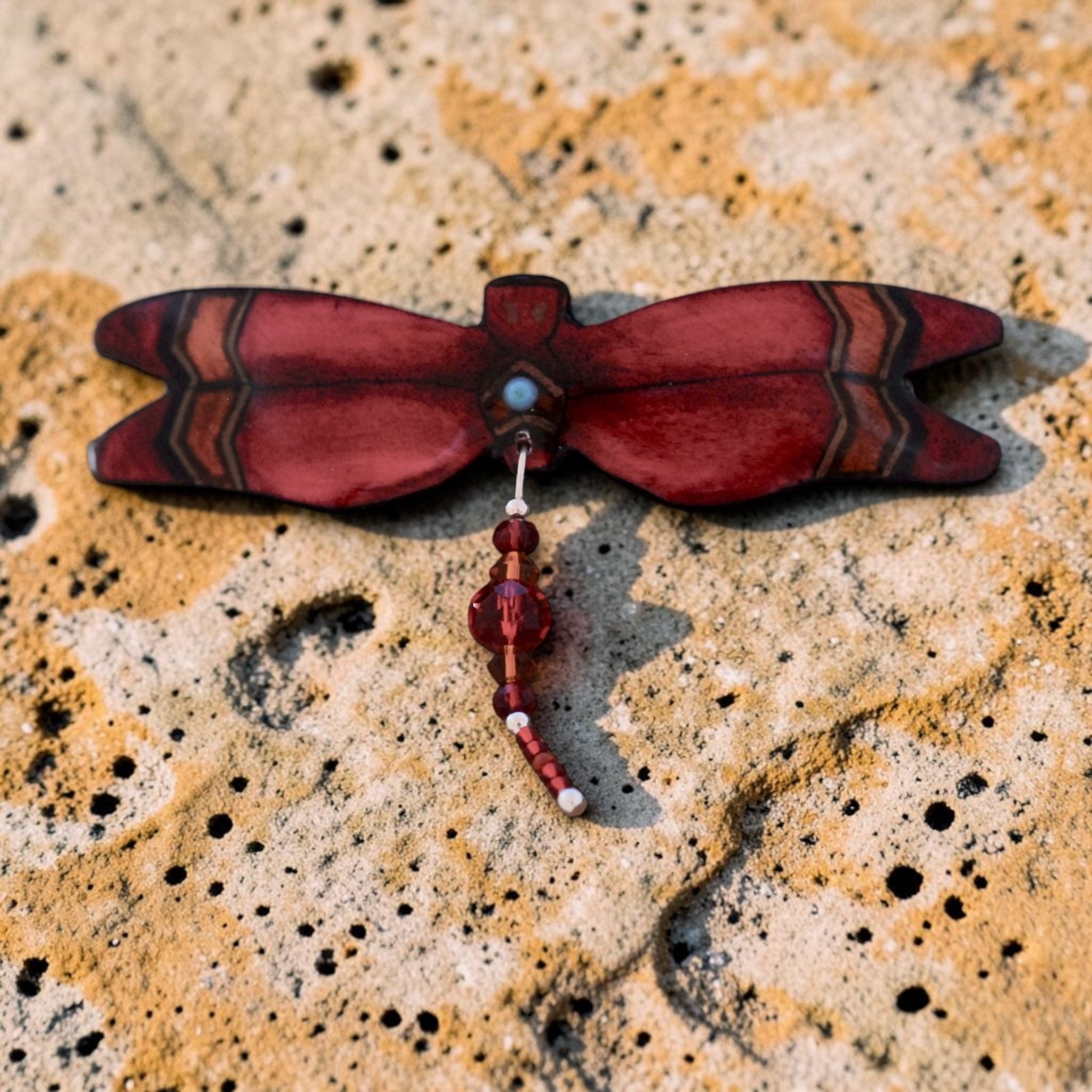 Antler Dragonfly Barrette - Red