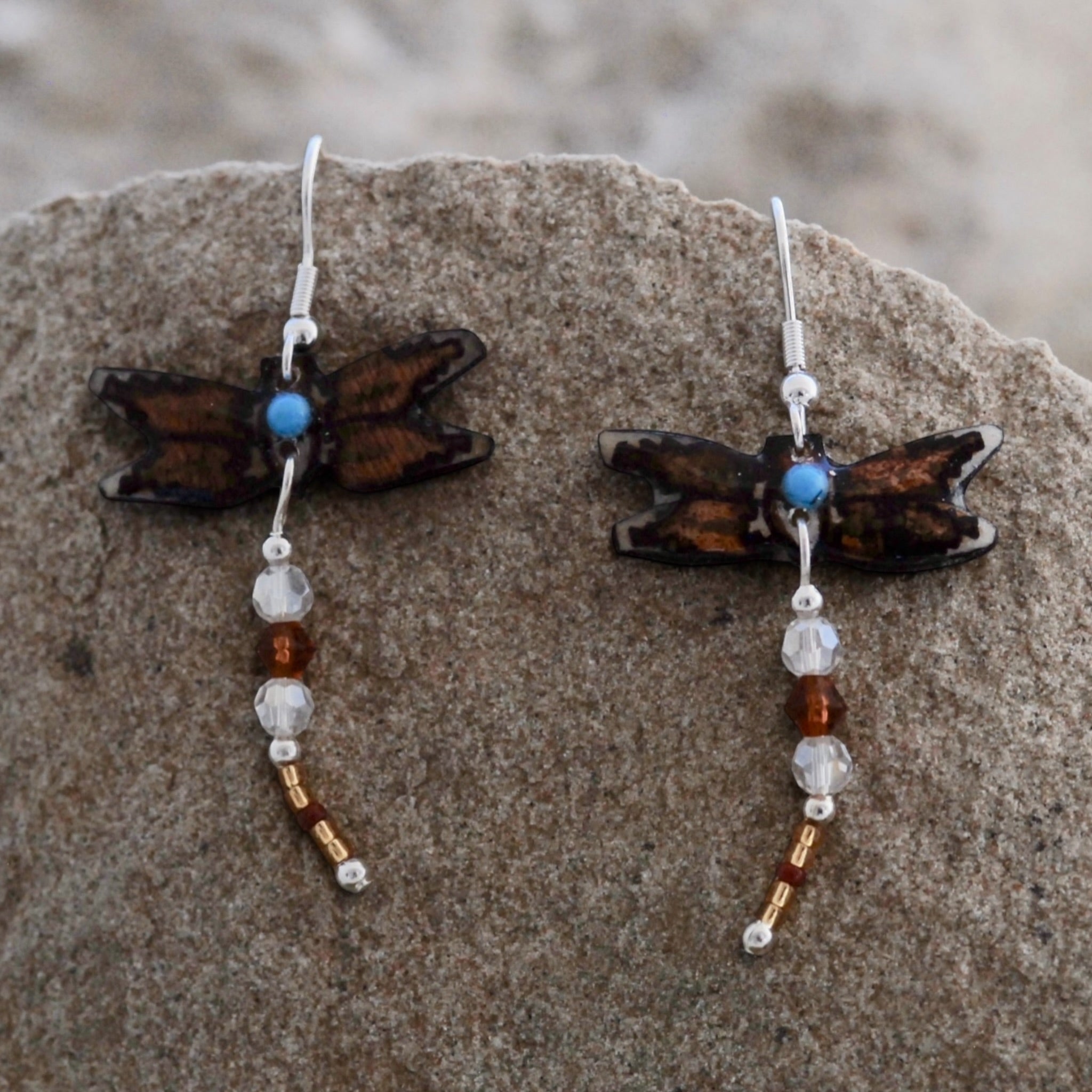 Antler Dragonfly Earrings - Gold